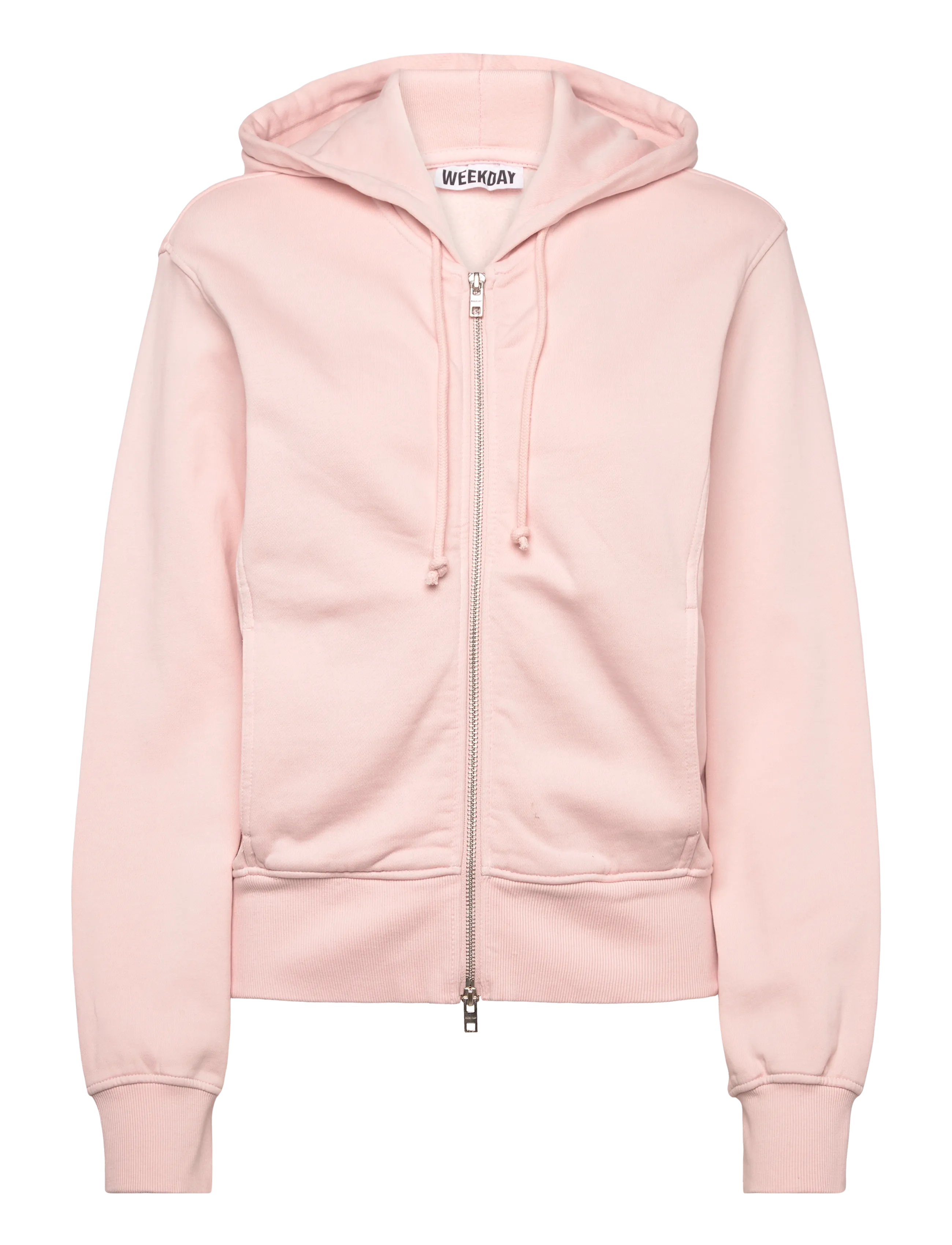 Weekday Cinched Cotton Zip Hoodie - Gensere - DUSTY PINK / pink/rose