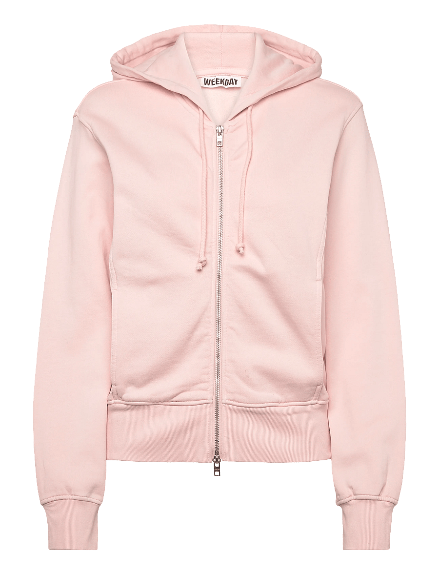 Weekday - Cinched Cotton Zip Hoodie - kapuutsiga pusad - dusty pink - 0