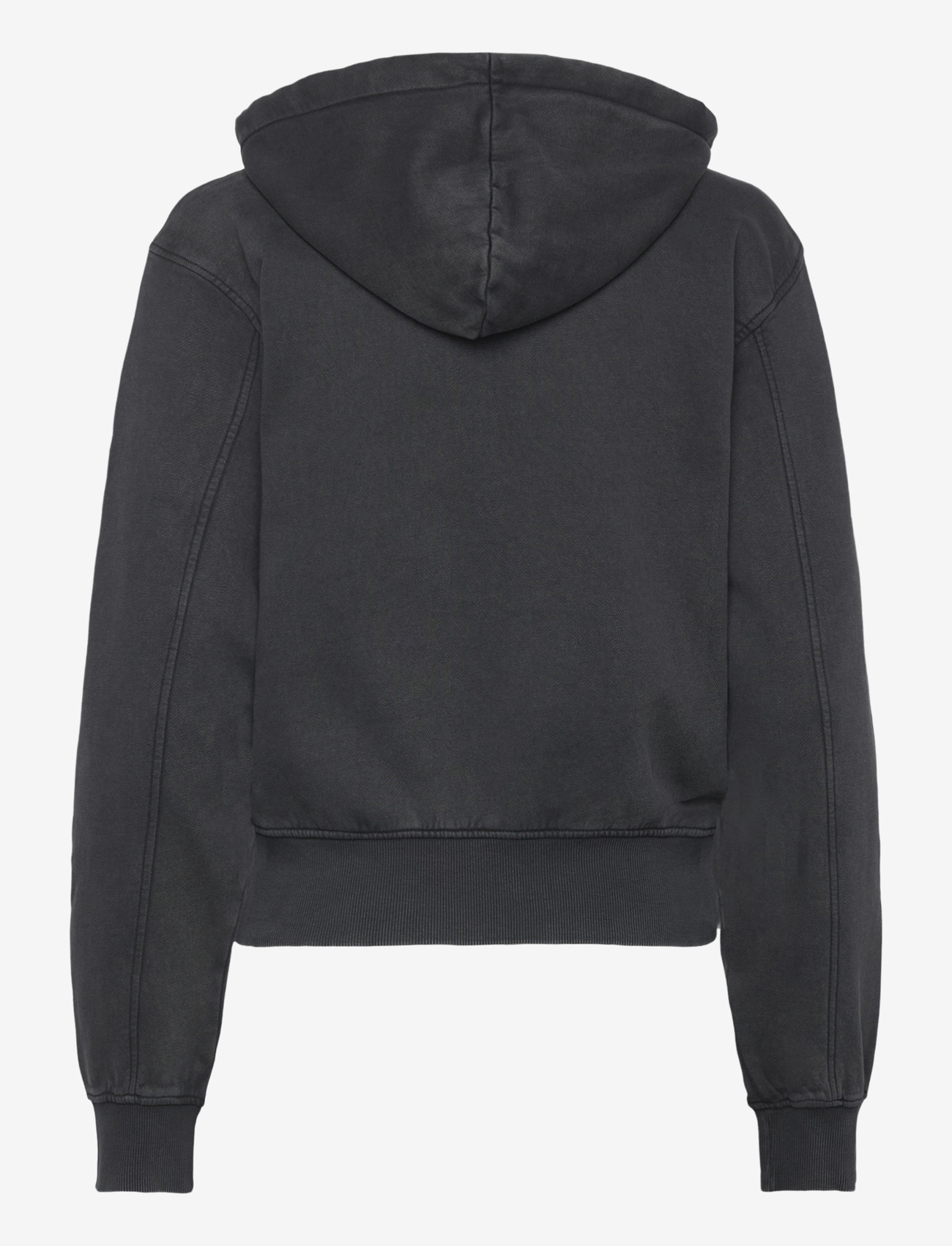 Weekday - Cinched Cotton Zip Hoodie - hættetrøjer - washed black - 1