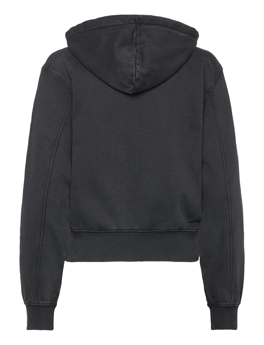 Weekday - Cinched Cotton Zip Hoodie - kapuutsiga pusad - washed black - 1