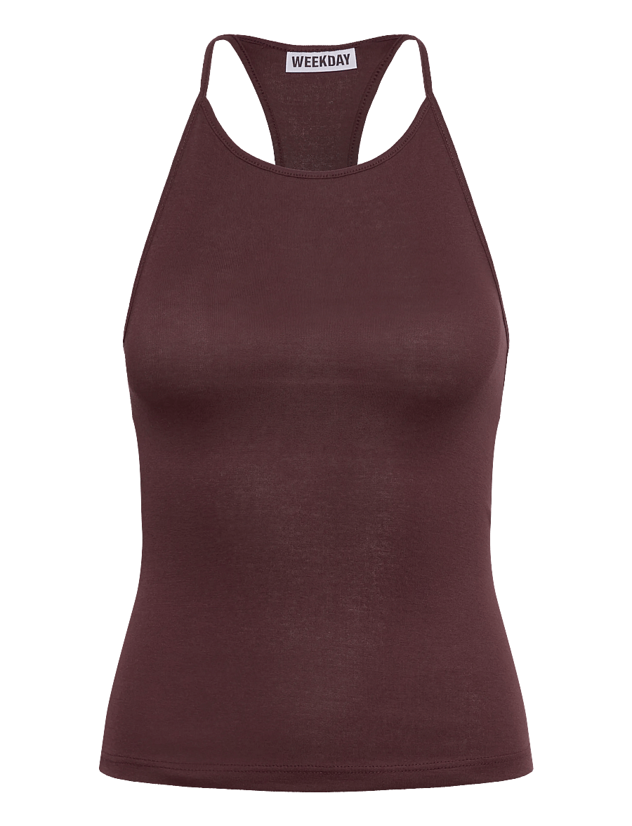 Weekday - Slim Racerback Tank Top - sleeveless tops - burgundy - 0