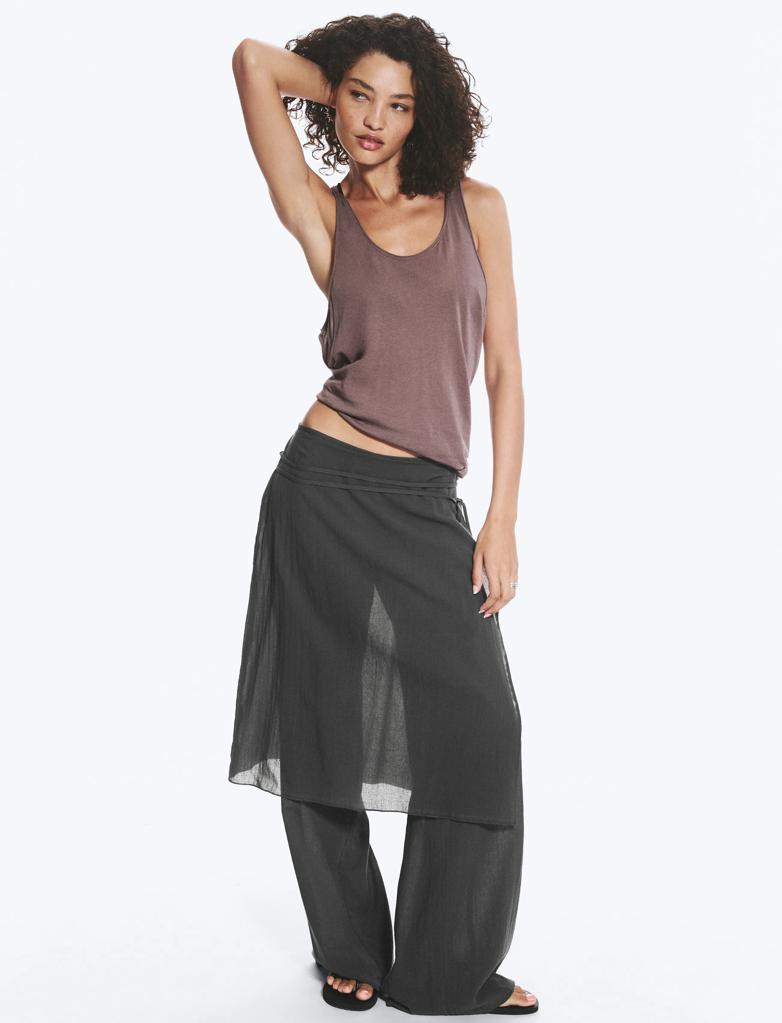 Weekday Transparent Skirt Trousers, 34, Grey, Bukser > Brede Ben, Dame