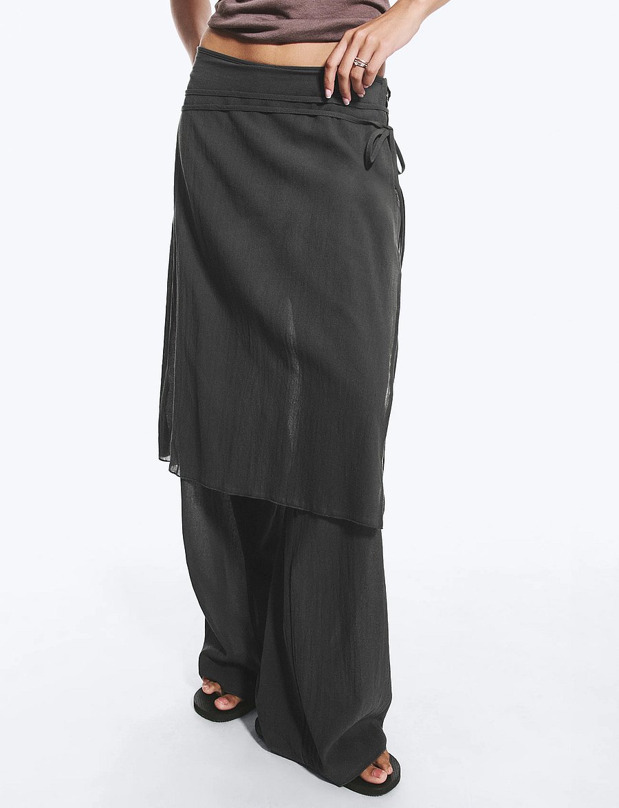 Weekday - Transparent Skirt Trousers - bukser med brede ben - grey dark - 3