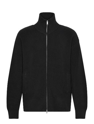 Relaxed High-Neck Zip Knit Cardigan - Fullzip Strik