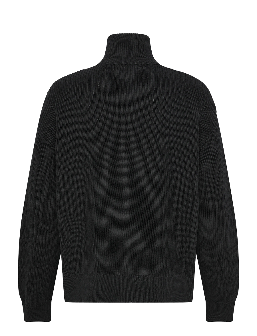 Weekday - Relaxed High-Neck Zip Knit Cardigan - pullover mit durchgehendem reißverschluss - black - 1