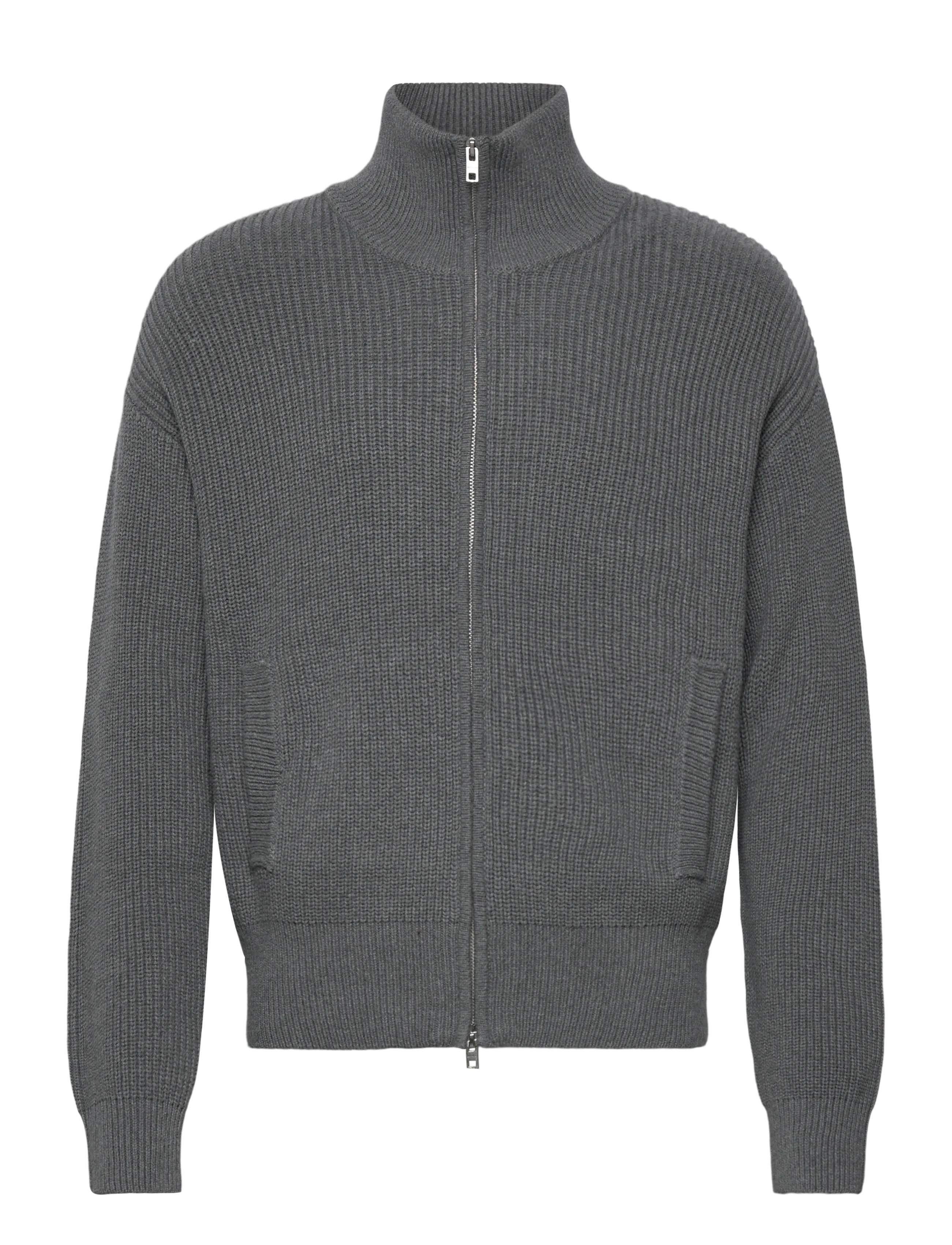 Weekday Relaxed High-Neck Zip Knit Cardigan - Džemperi ar rāvējslēdzēju - GREY DUSTY LIGHT / grey