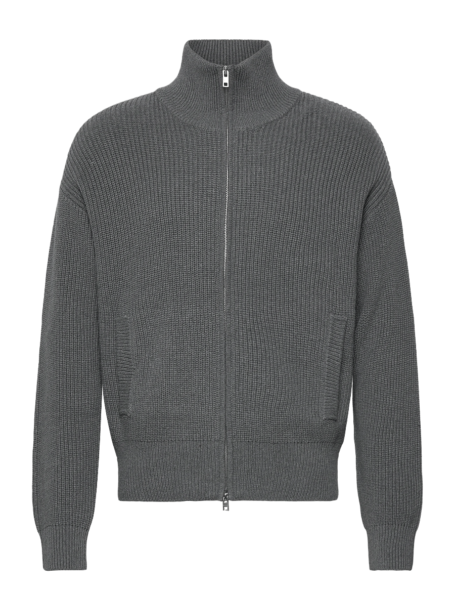 Weekday - Relaxed High-Neck Zip Knit Cardigan - fullzip strik - grey dusty light - 0