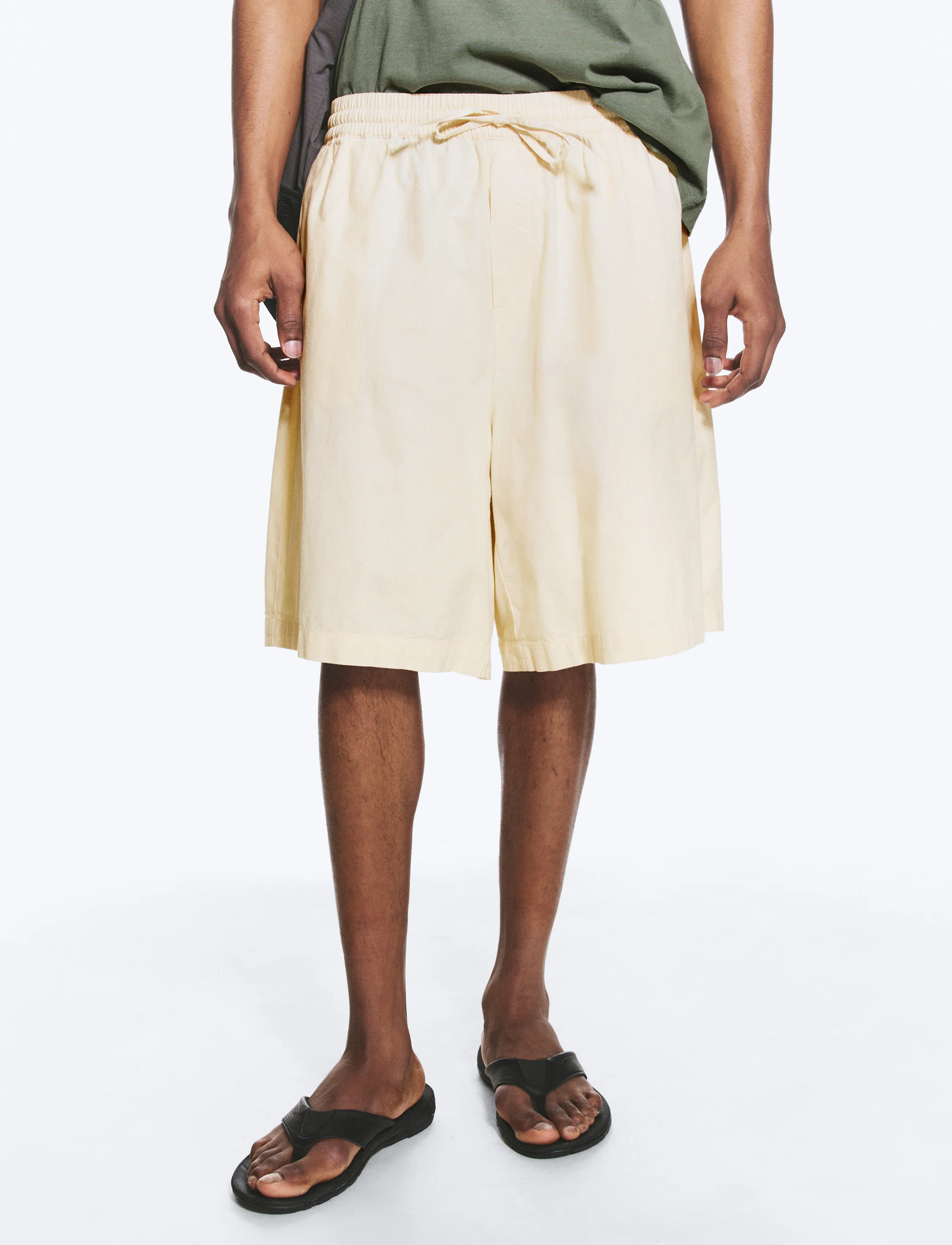 Weekday - Linen-Blend Shorts - linen shorts - beige - 5