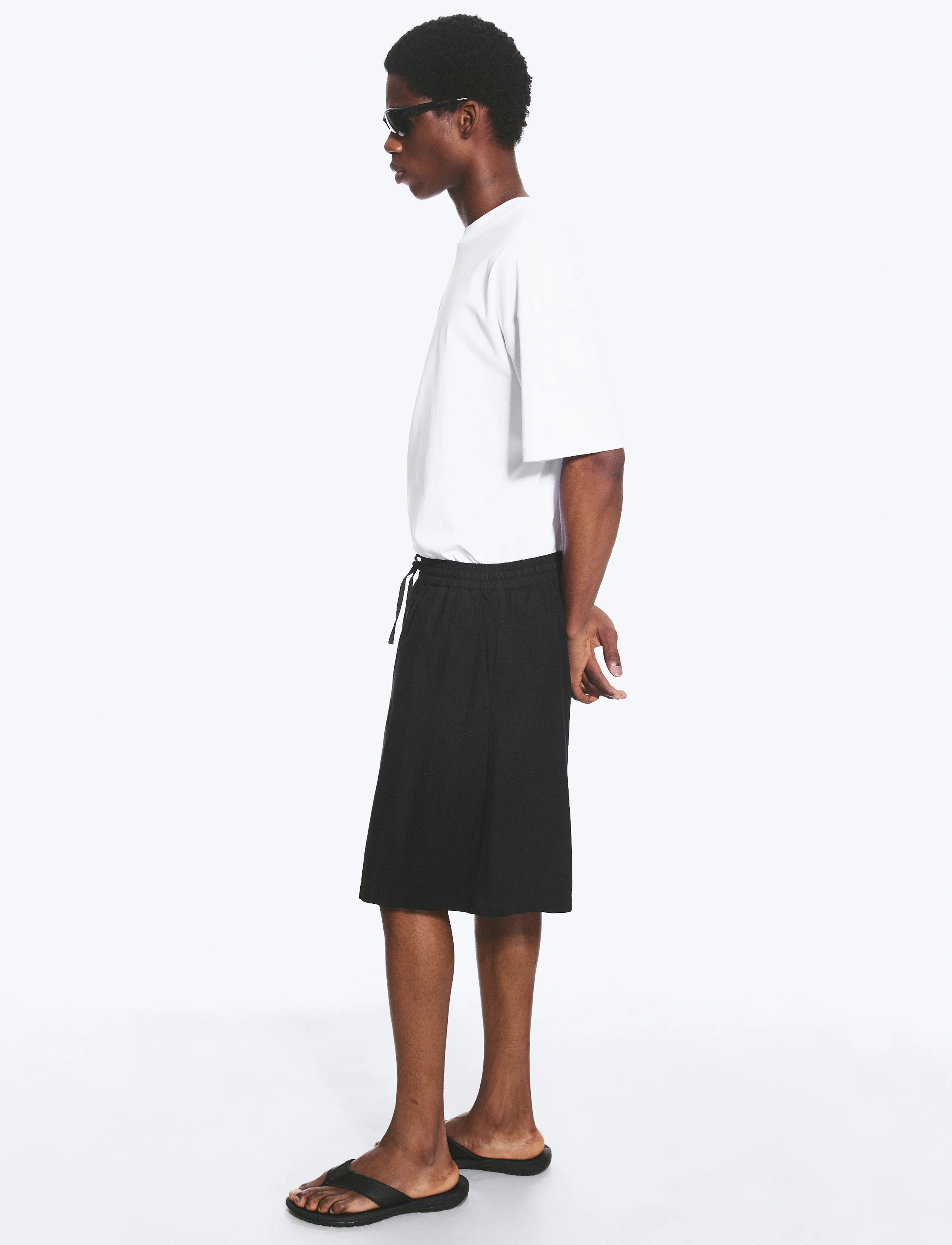 Weekday - Linen-Blend Shorts - szorty lniane - black - 3