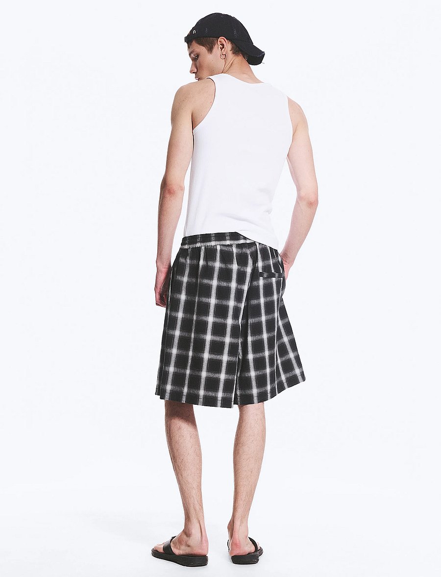 Weekday - Linenblend Shorts - linen shorts - black check - 3