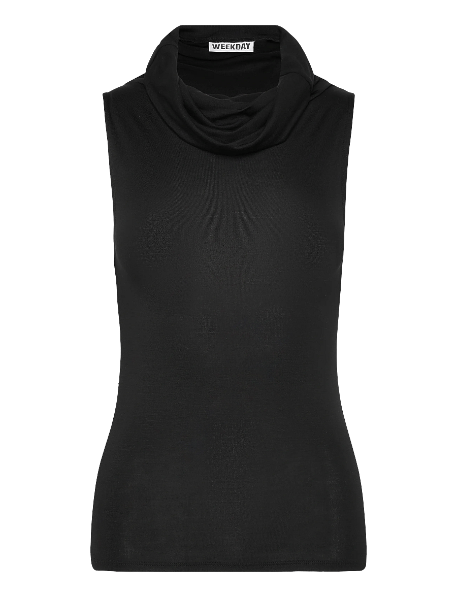 Weekday - Funnel Neck Top - Ärmellose tops - black - 0