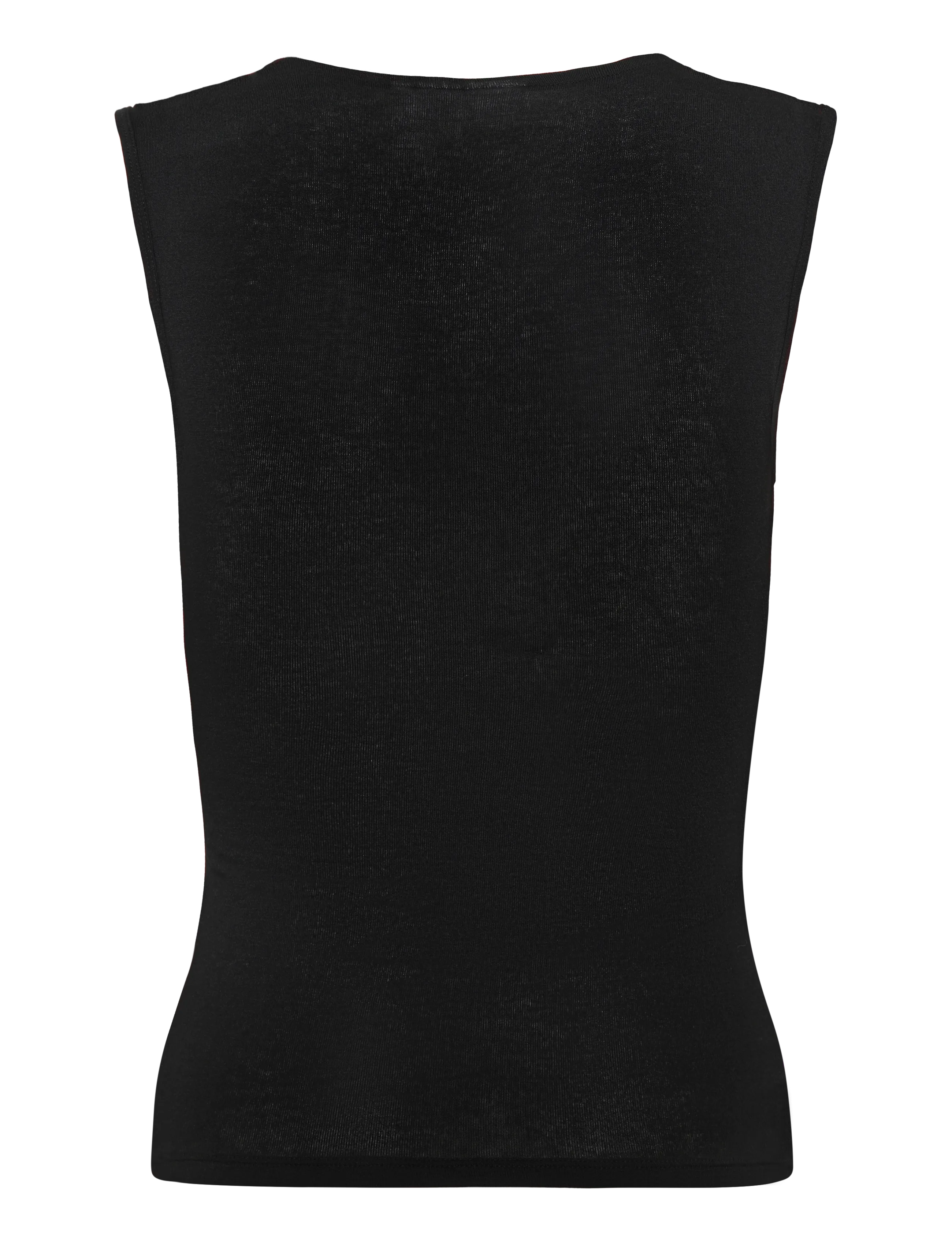 Weekday - Fitted V-Neck Sleeveless Top - linnen - black - 1