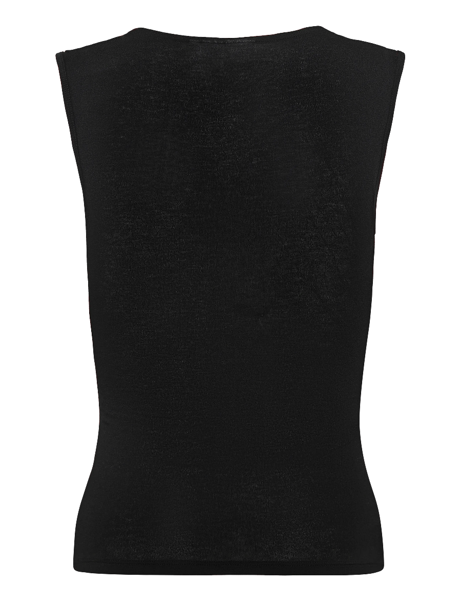 Weekday - Fitted V-Neck Sleeveless Top - linnen - black - 1