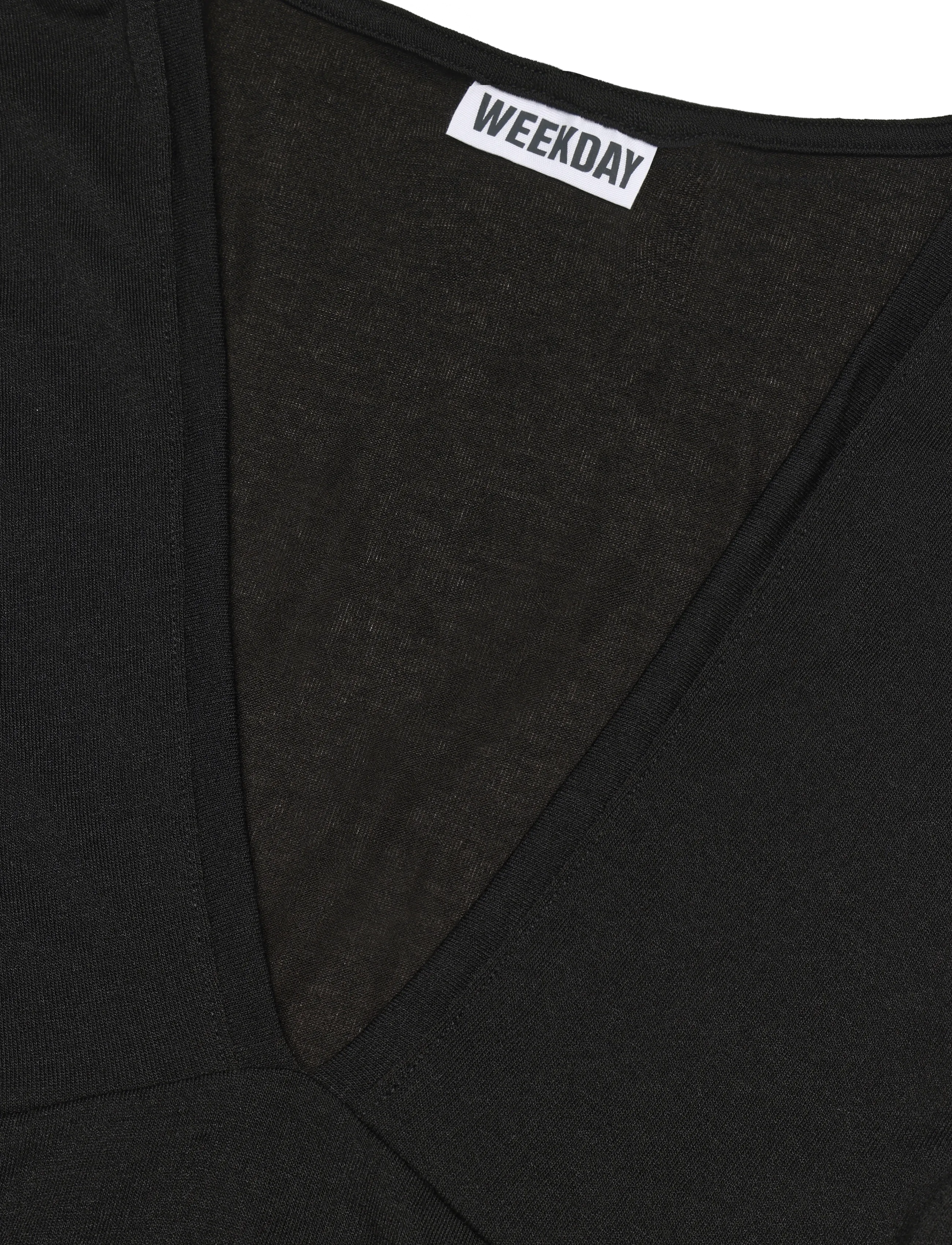 Weekday - Fitted V-Neck Sleeveless Top - linnen - black - 2