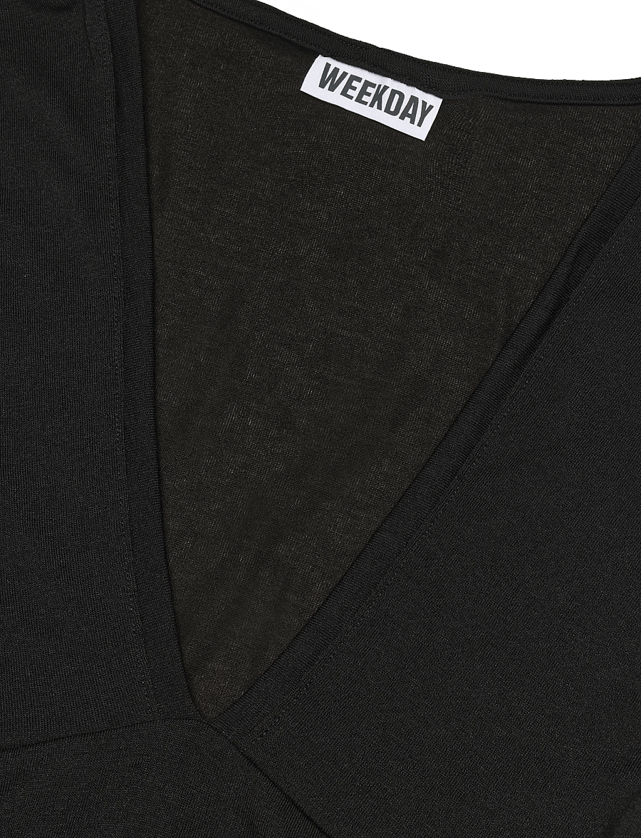 Weekday - Fitted V-Neck Sleeveless Top - linnen - black - 2
