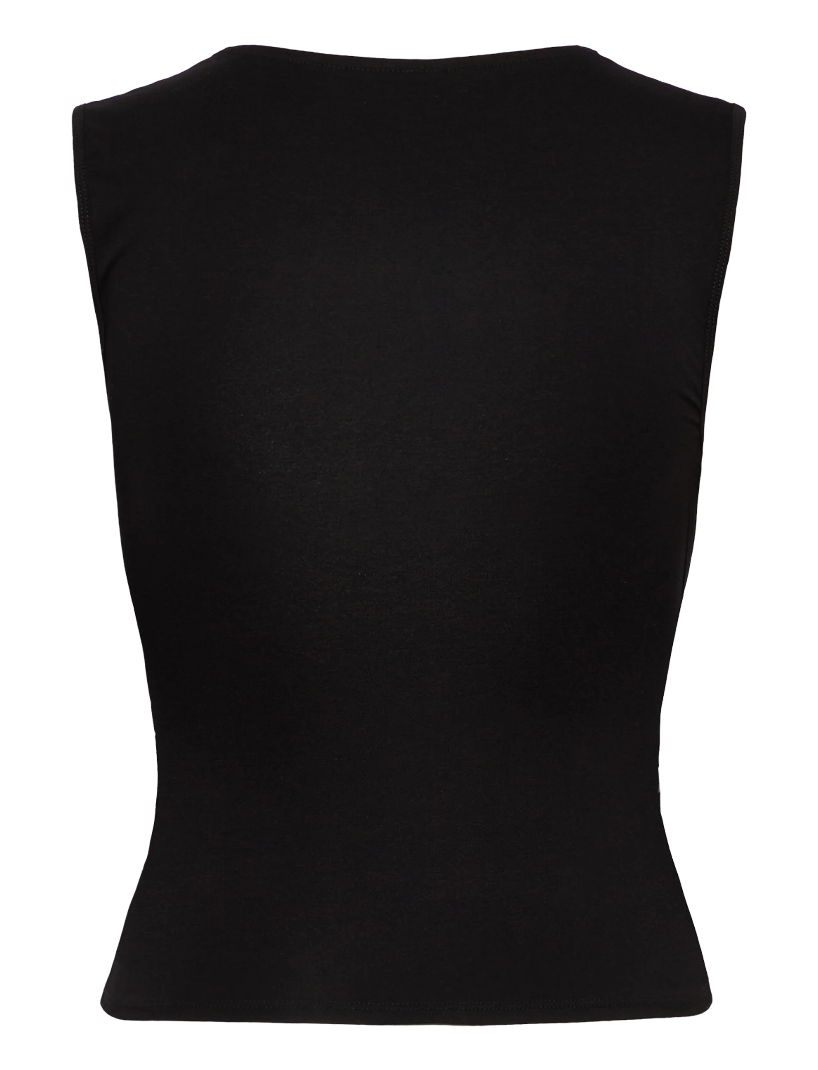 Weekday - Fitted V-Neck Sleeveless Top - sleeveless tops - black dark - 1