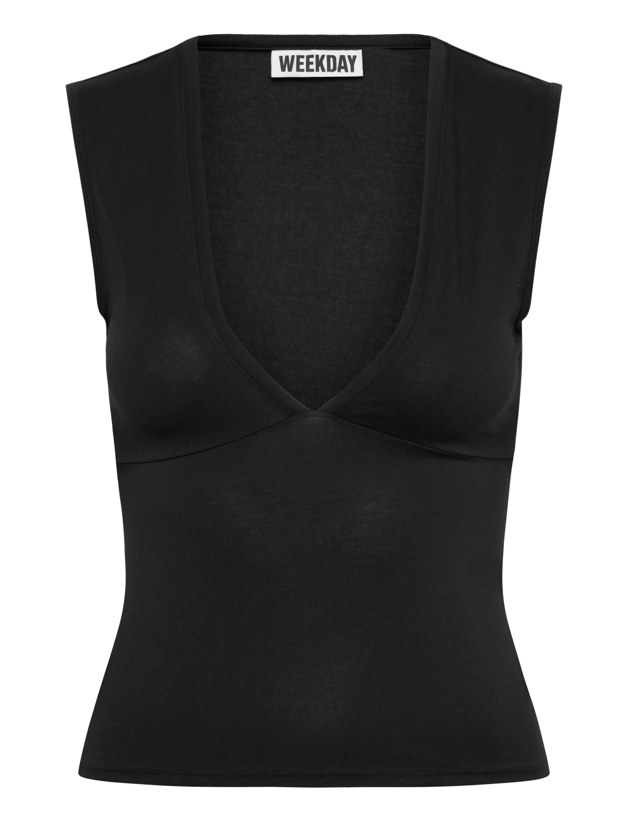 Weekday Fitted V-Neck Sleeveless Top - View all - DARK BROWN / black