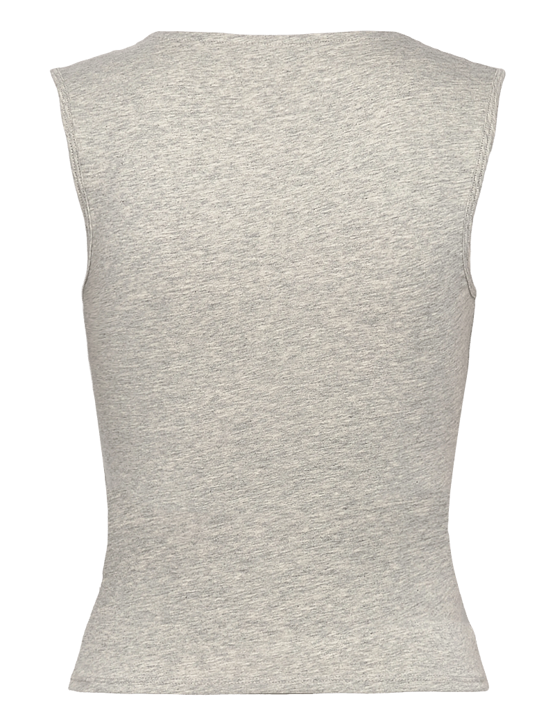 Weekday - V Neck Shortsleeve Top - linnen - grey melange dusty l - 1