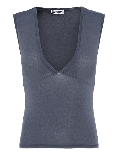 Weekday Fitted V-Neck Sleeveless Top - Varrukateta topid - NAVY / navy