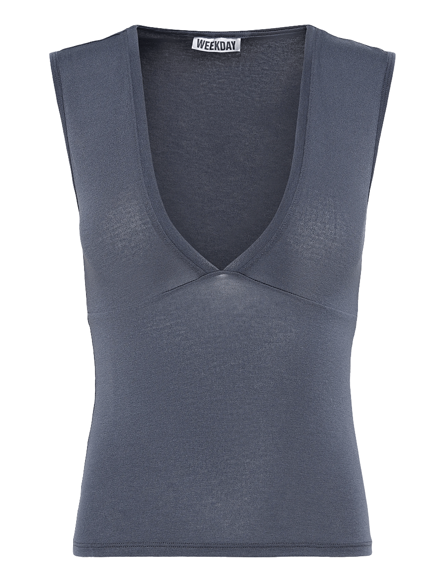 Weekday - Fitted V-Neck Sleeveless Top - varrukateta topid - navy - 0
