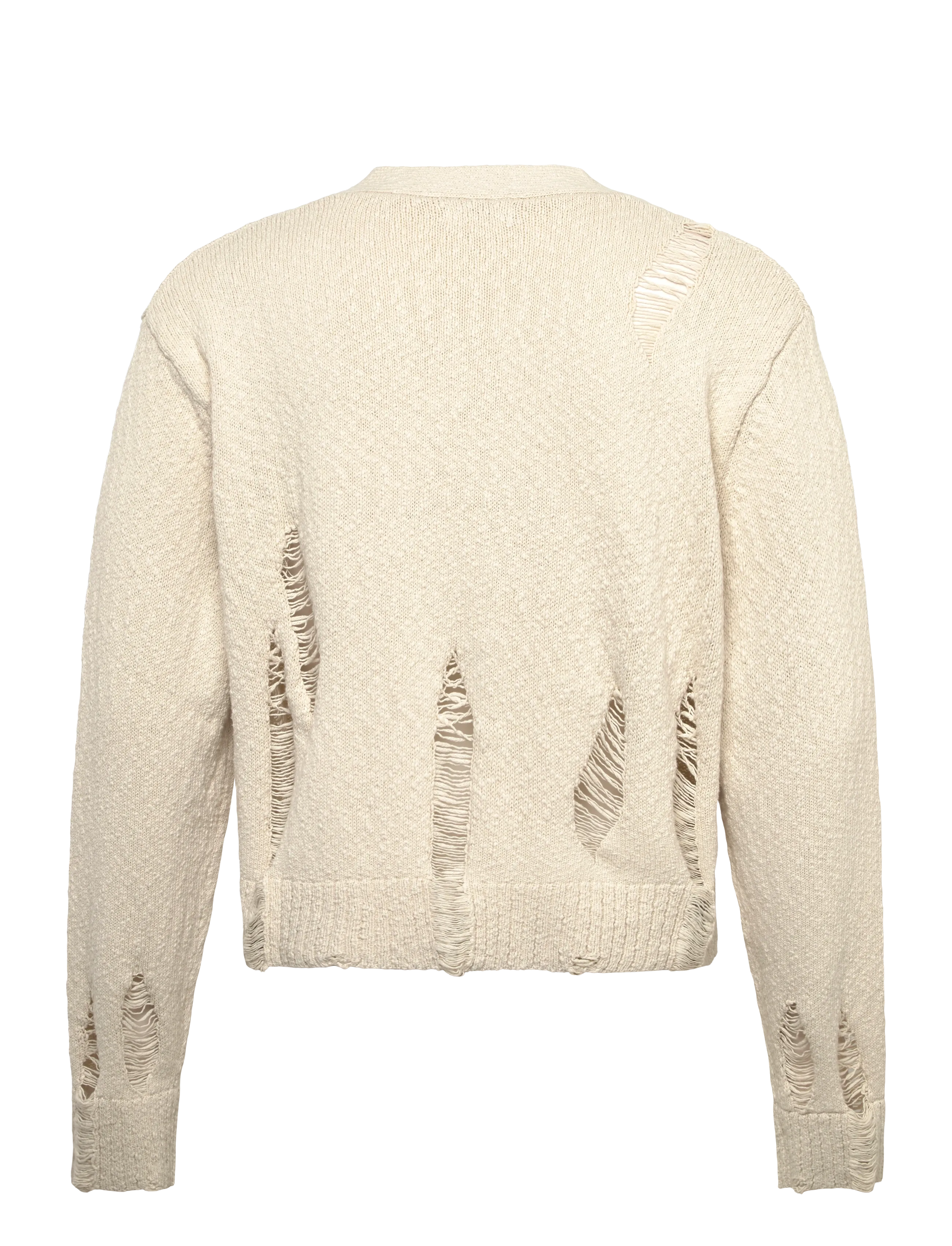 Weekday - Boxy Distressed Knitted Cardigan - cardigans - mole dusty light - 1