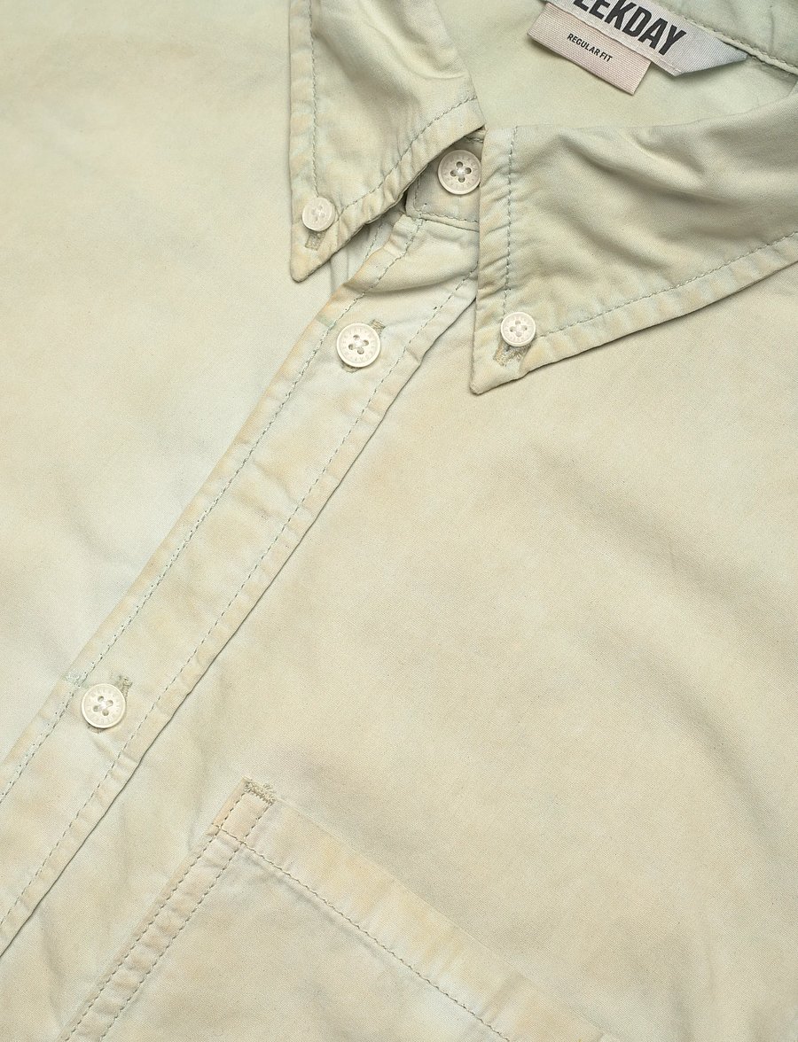 Weekday - Long-Sleeved Cotton Shirt - oxford shirts - dusty light mole cold dye - 3