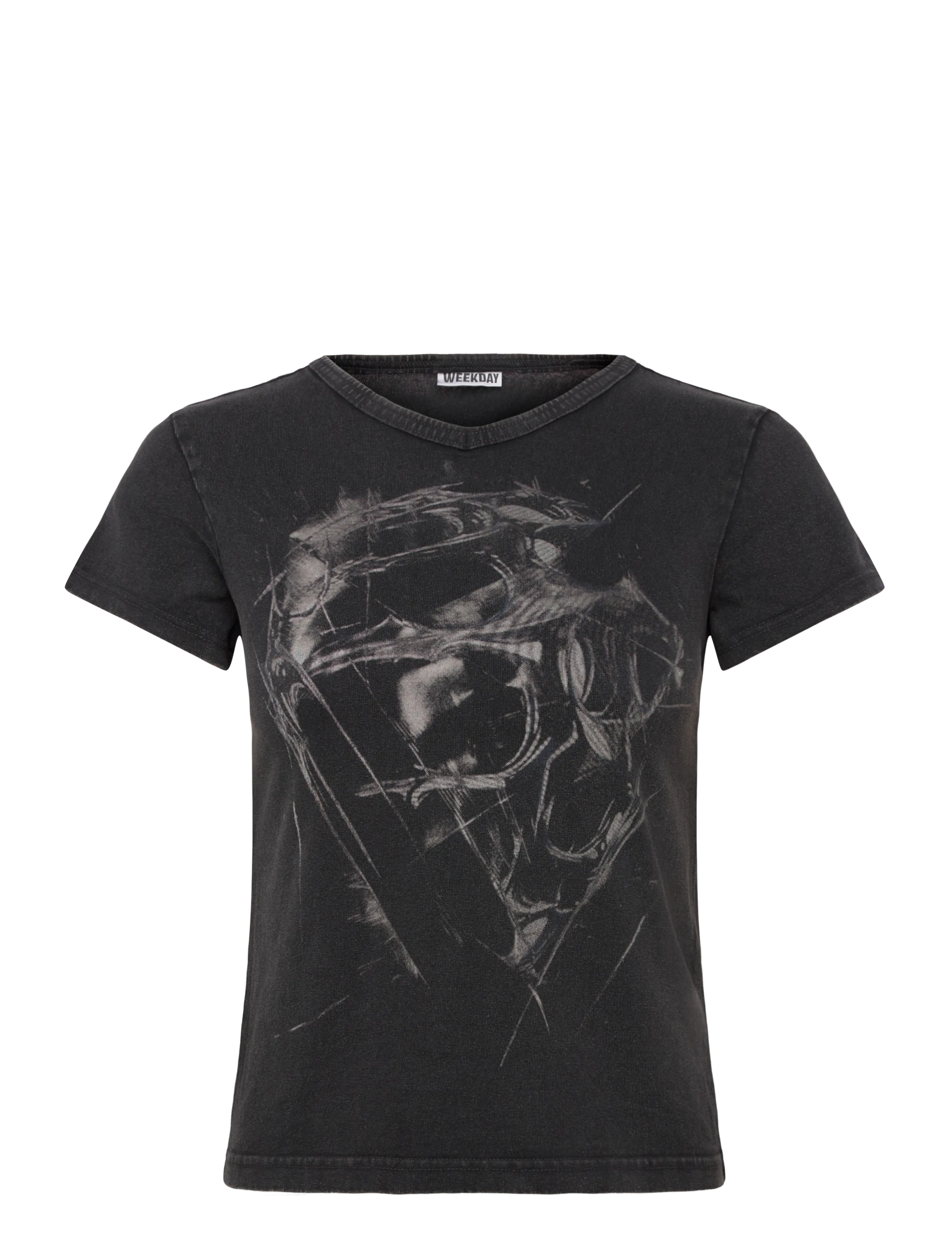 Weekday Printed T-Shirt, Kvinder, Printet T-shirt, Sort, Str: XS
