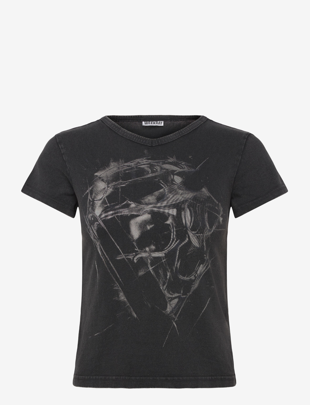 Weekday - Printed T-shirt - t-shirts - black dark - 0