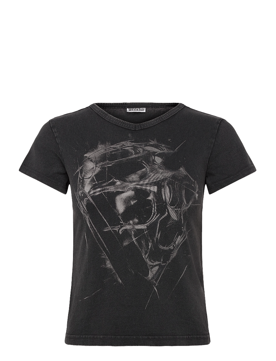 Weekday - Printed T-shirt - t-shirts - black dark - 0