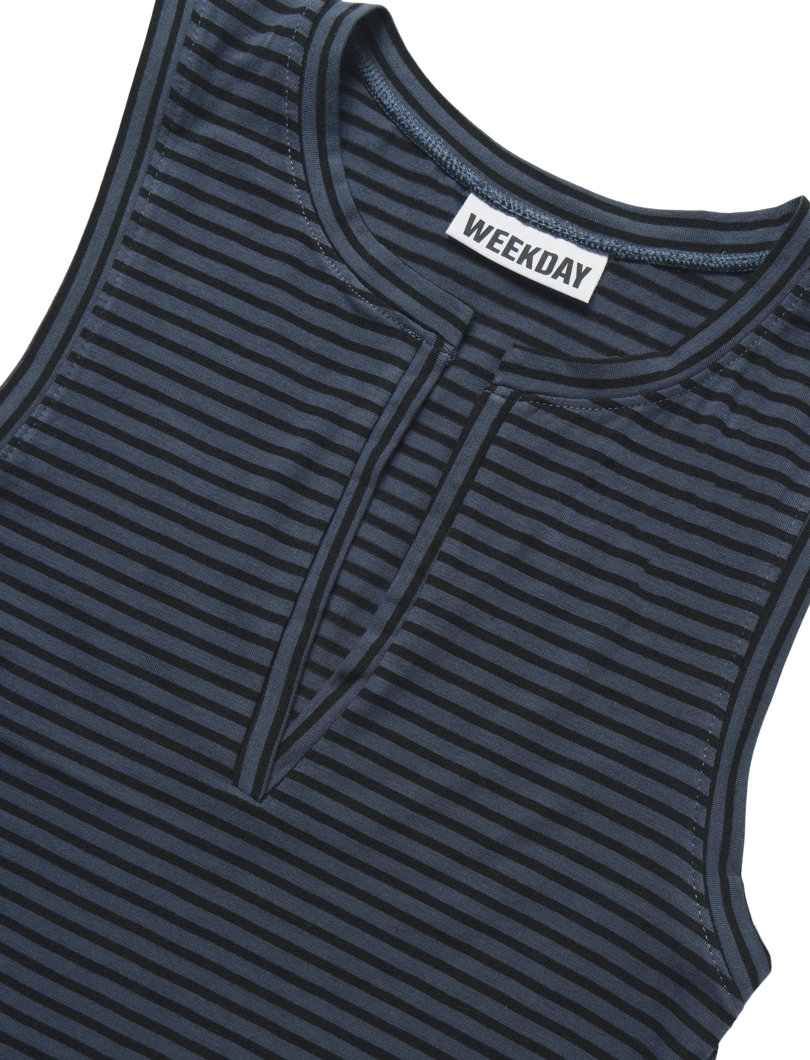 Weekday - Slim V-neck Sleeveless Top - topid ja varrukateta alussärgid - blue stripe - 2