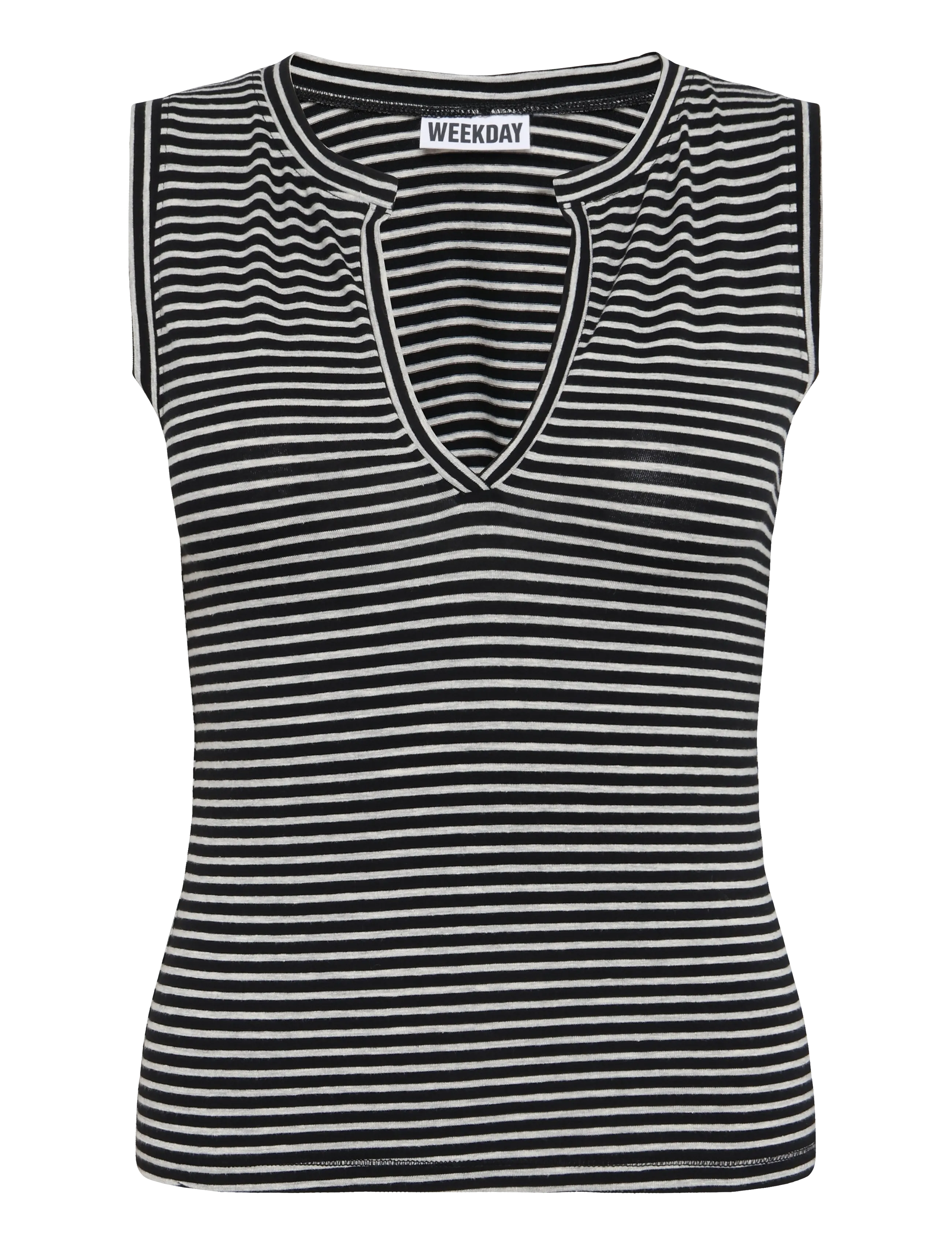 Weekday Slim V-Neck Sleeveless Top, L, T-shirts & Oberteile, Grau - Sleeveless, Frauen