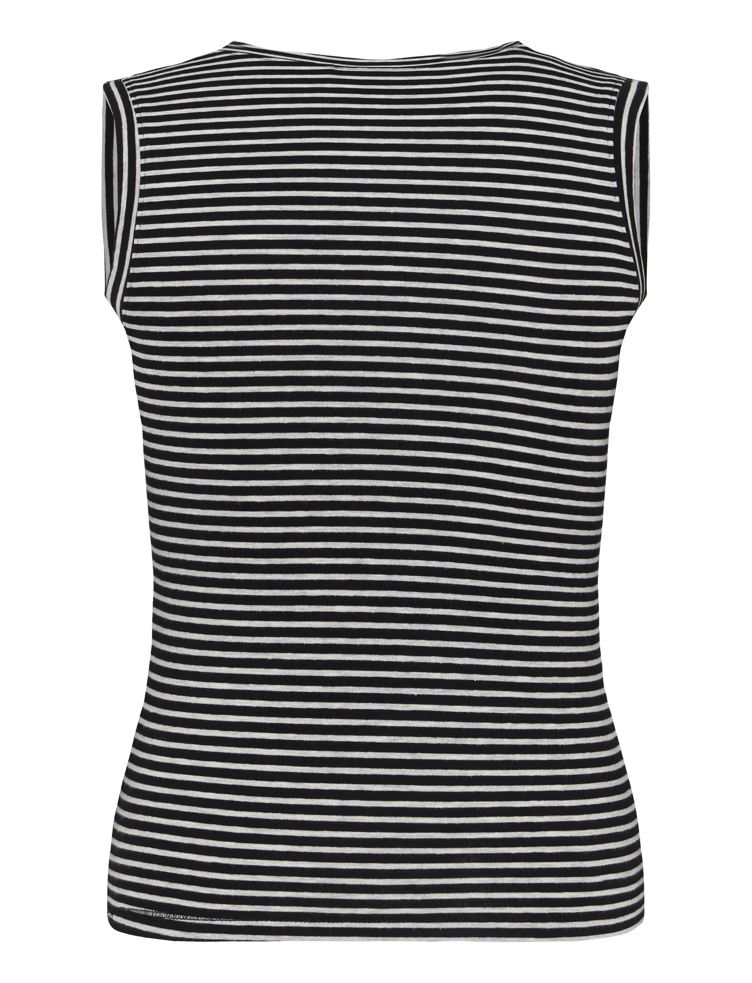 Weekday - Slim V-neck Sleeveless Top - tanktops - grey stripe - 1