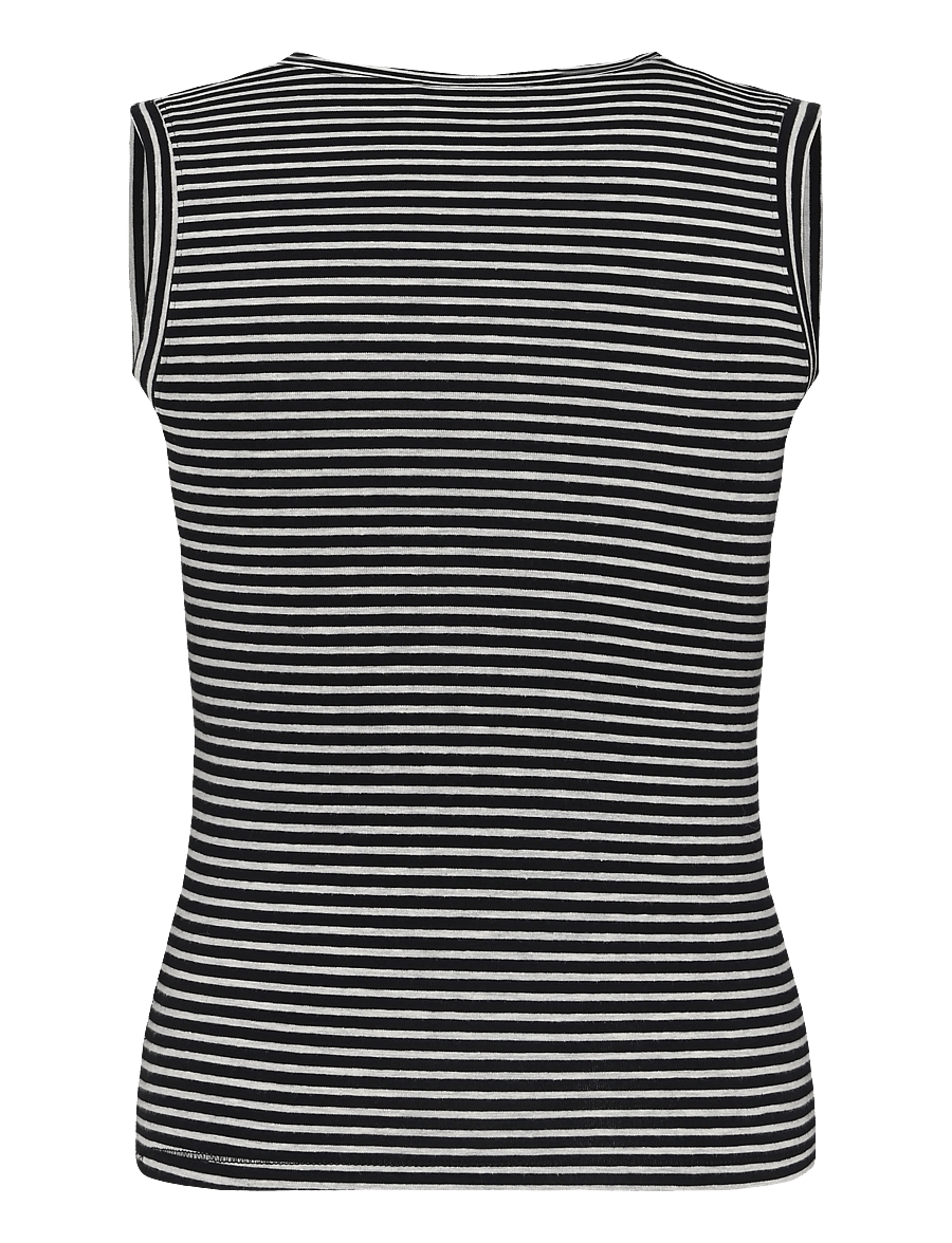 Weekday - Slim V-neck Sleeveless Top - Ärmellose tops - grey stripe - 1