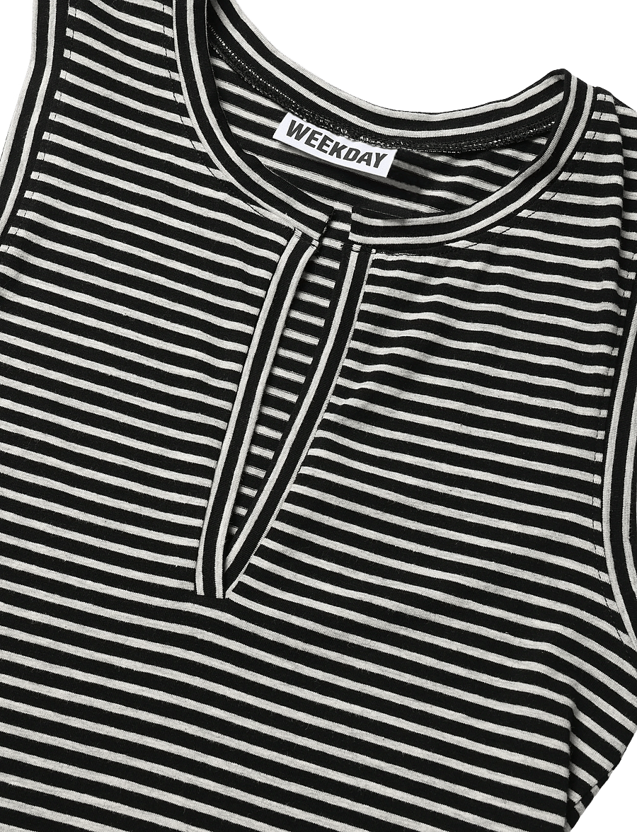 Weekday - Slim V-neck Sleeveless Top - Ärmellose tops - grey stripe - 2