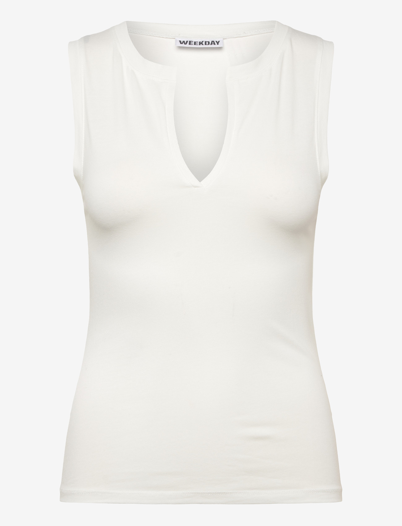 Weekday - Slim V-neck Sleeveless Top - tanktops - off white - 0