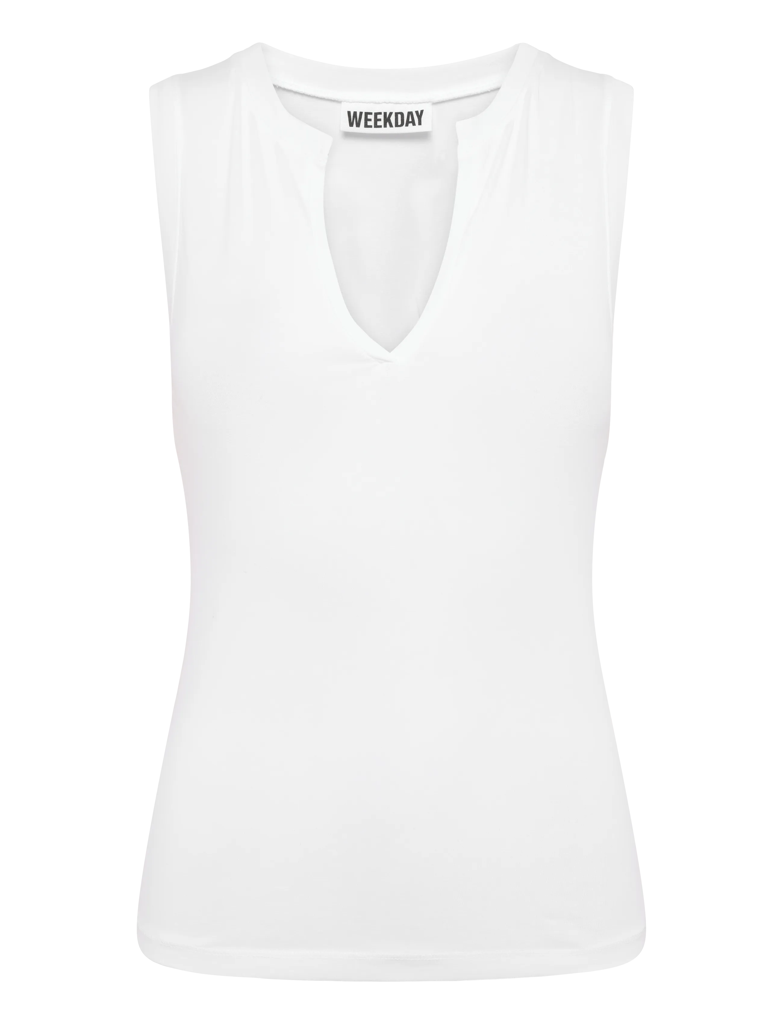 Weekday Slim V-neck Sleeveless Top - Weekday - WHITE / white