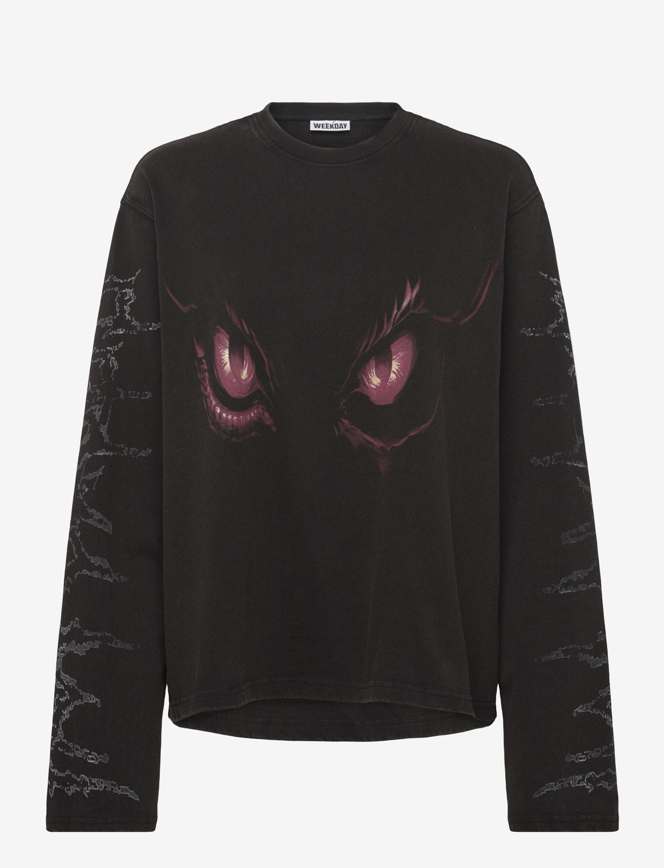 Weekday - Printed Long Sleveeved T-shirt - long-sleeved tops - black dark - 0