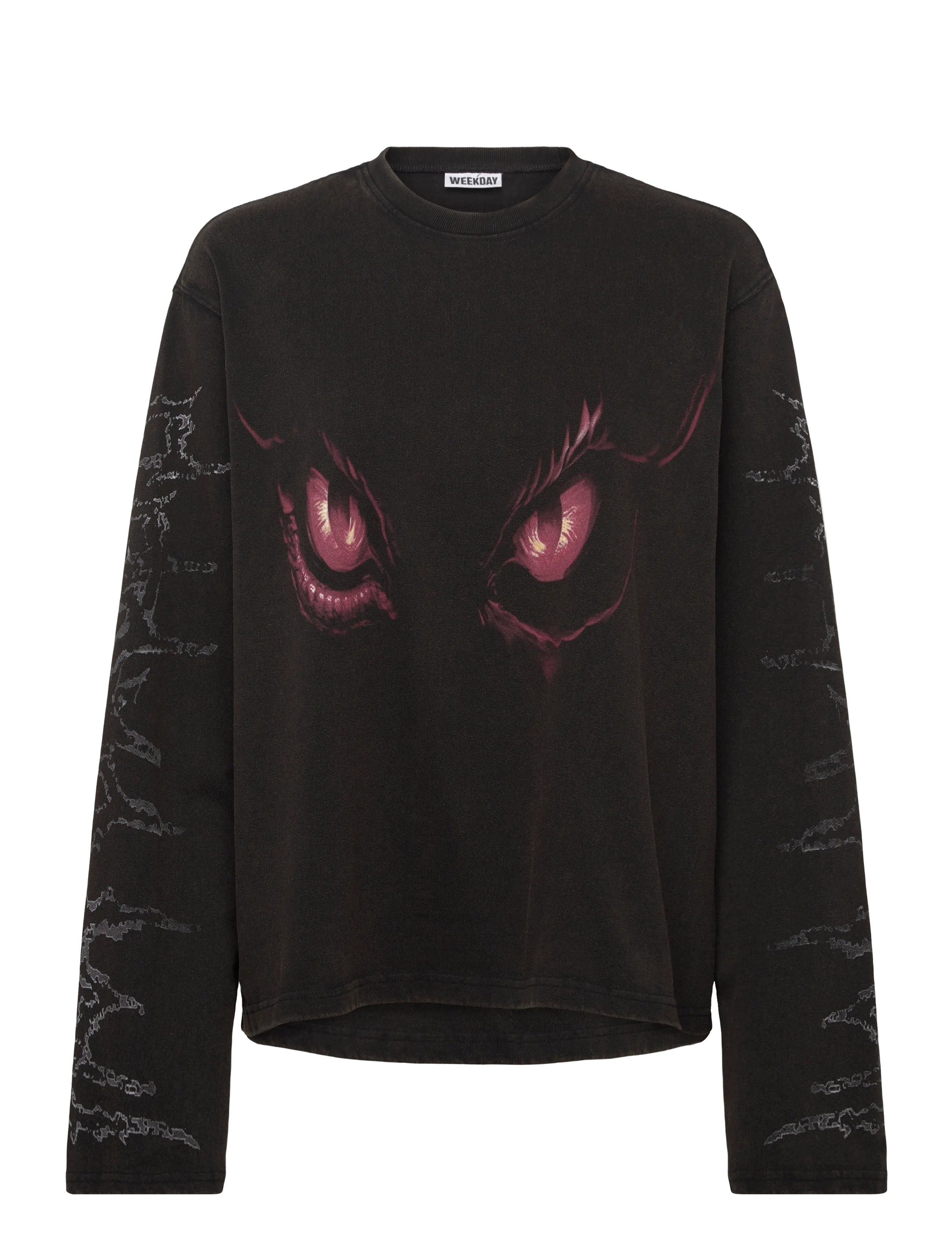 Weekday Printed Long Sleveeved T-shirt - Transitional Layering - BLACK DARK / black