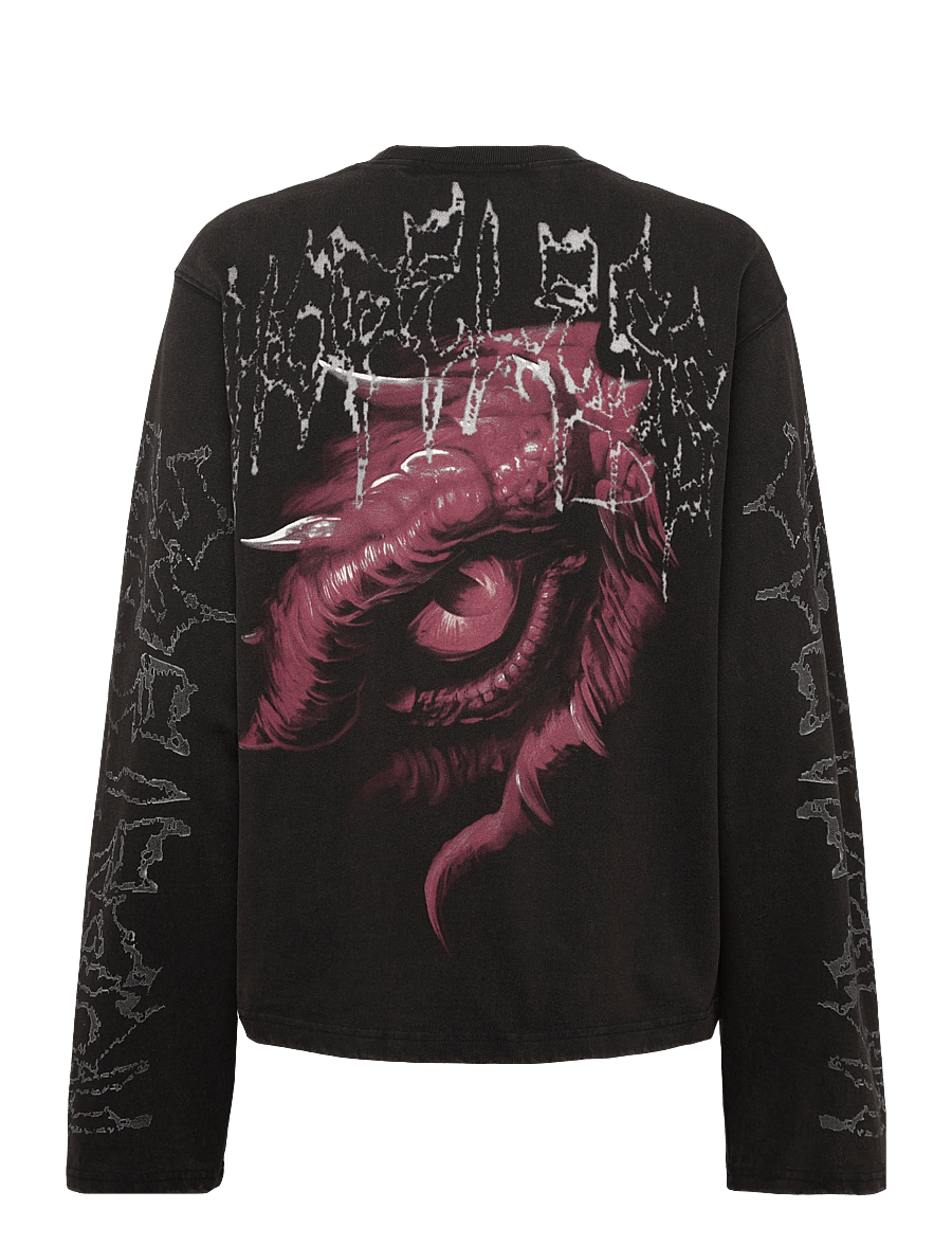 Weekday - Printed Long Sleveeved T-shirt - long-sleeved tops - black dark - 1
