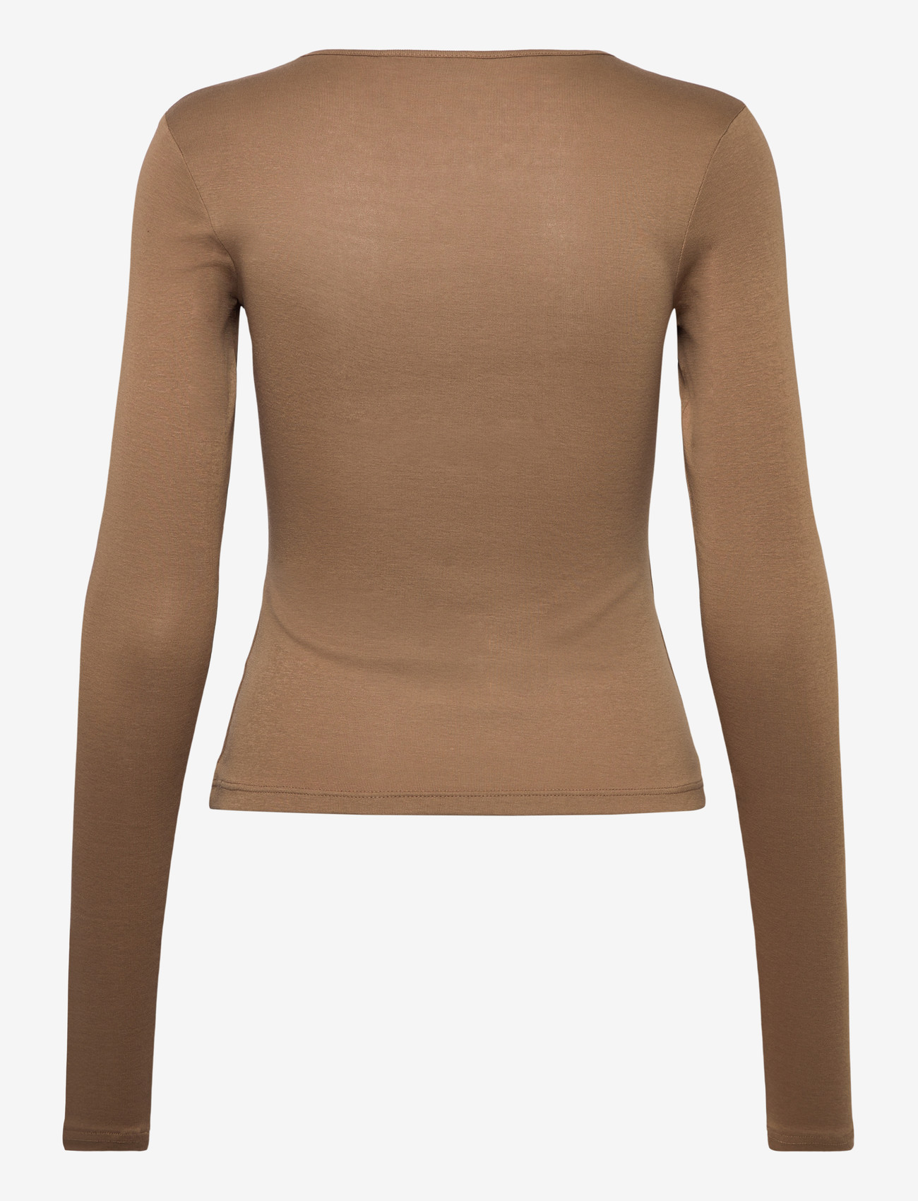 Weekday - V Neck Long Sleeve Top - langærmede toppe - dark beige - 1