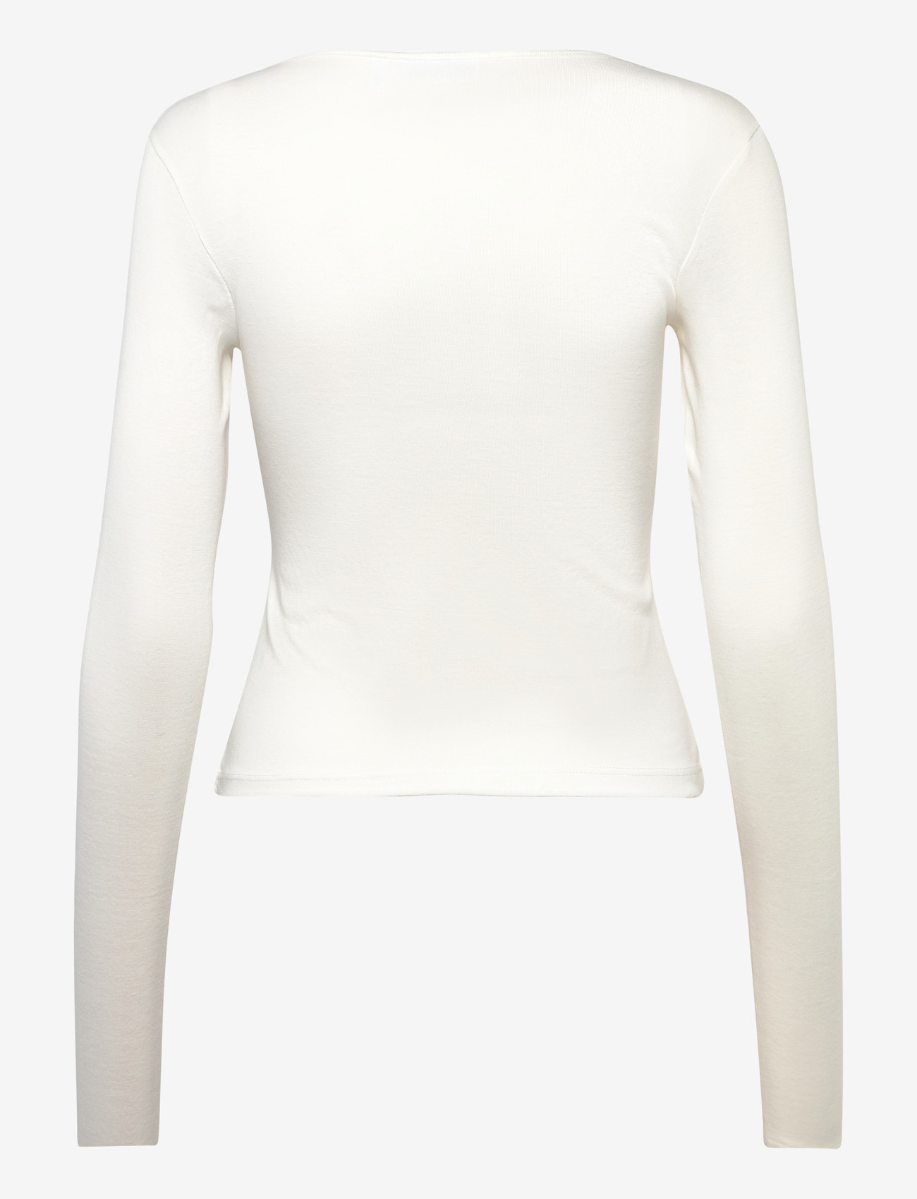Weekday - V Neck Long Sleeve Top - långärmade toppar - off white - 1