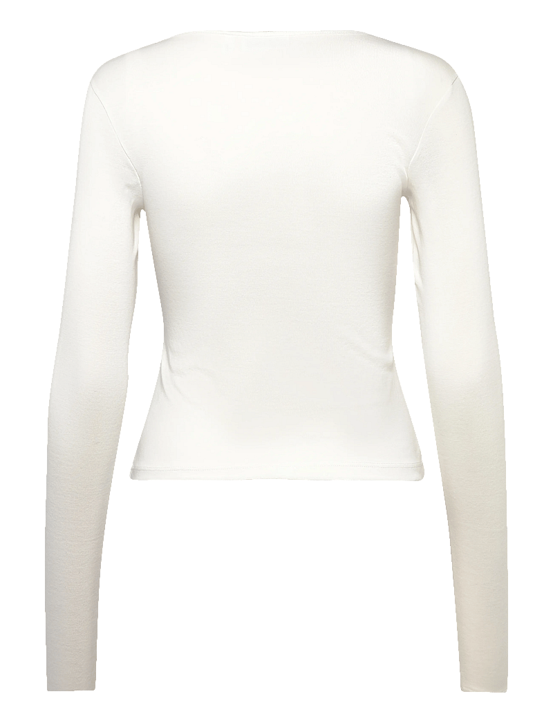 Weekday - V Neck Long Sleeve Top - långärmade toppar - off white - 1