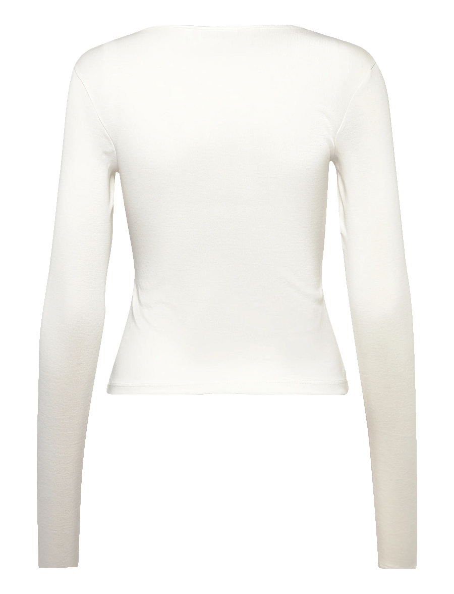 Weekday - V Neck Long Sleeve Top - langærmede toppe - off white - 1