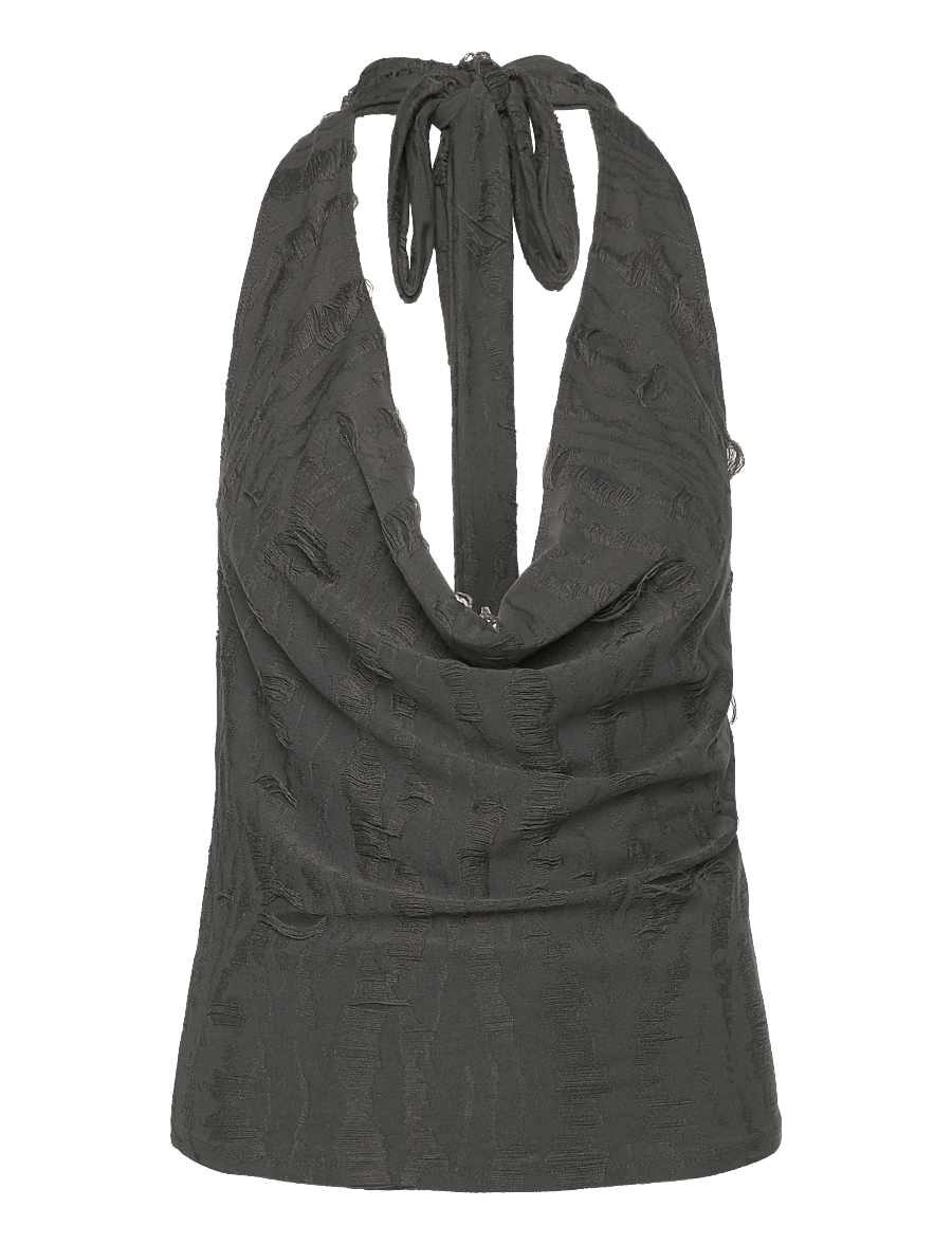 Weekday - Jacquard Halter Top - sleeveless tops - grey dark - 0