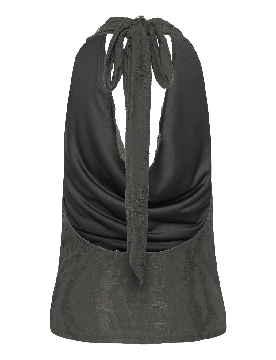 Weekday - Jacquard Halter Top - sleeveless tops - grey dark - 1