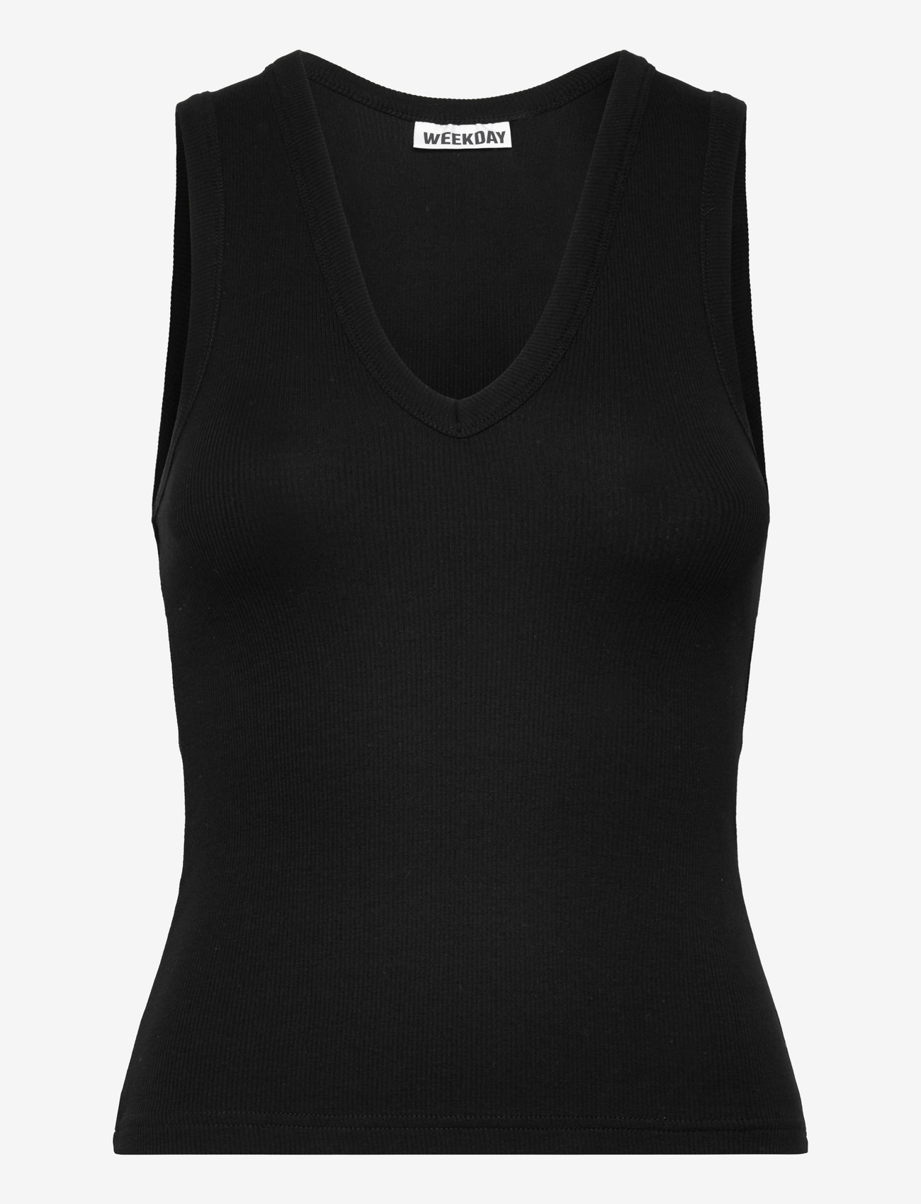 Weekday - Ribbed V-neck Tank Top - Ärmellose tops - black - 0