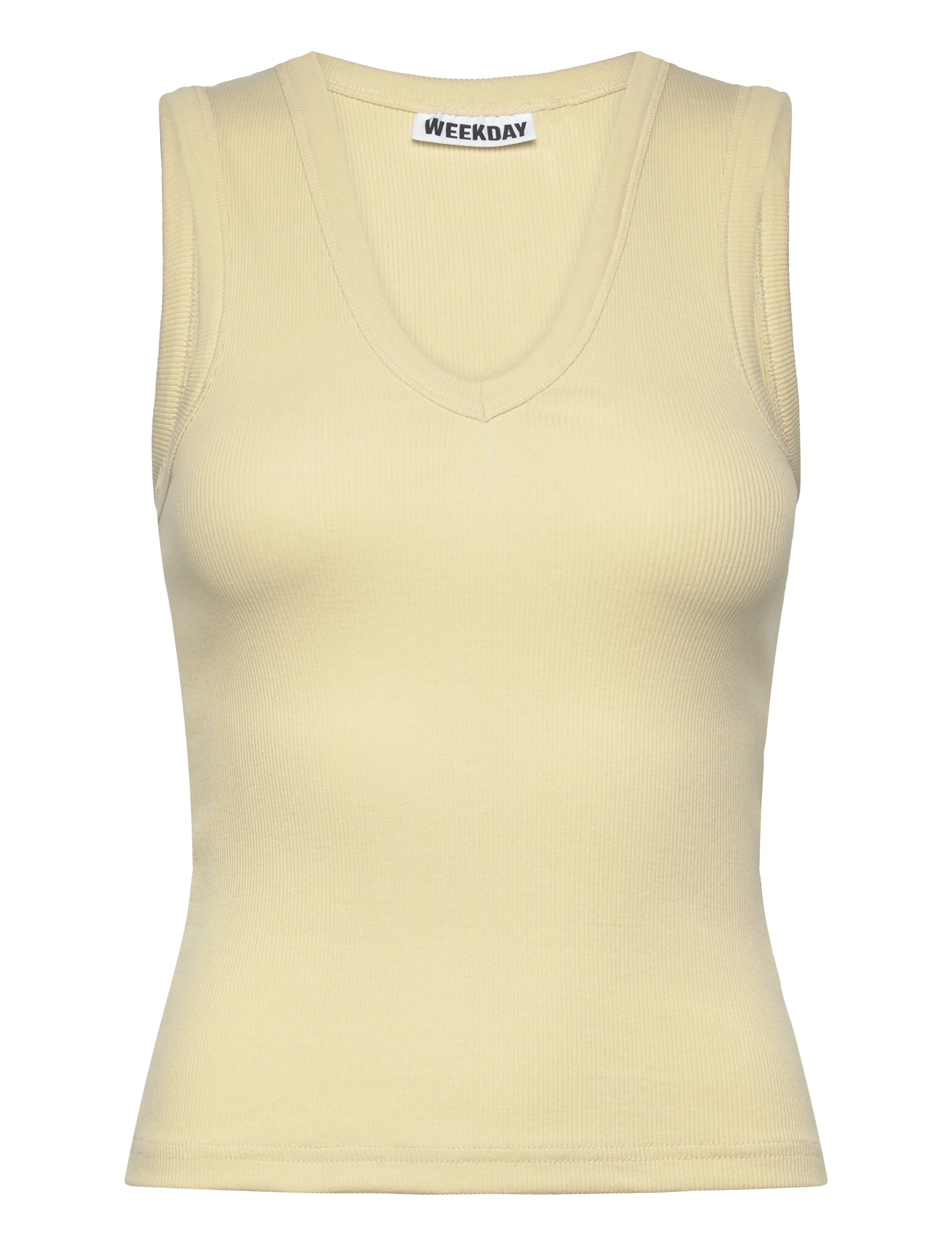 Weekday V-Neck Tank Top, XXS, Yellow, T-Shirts & Toppe > Uden Ærmer, Dame