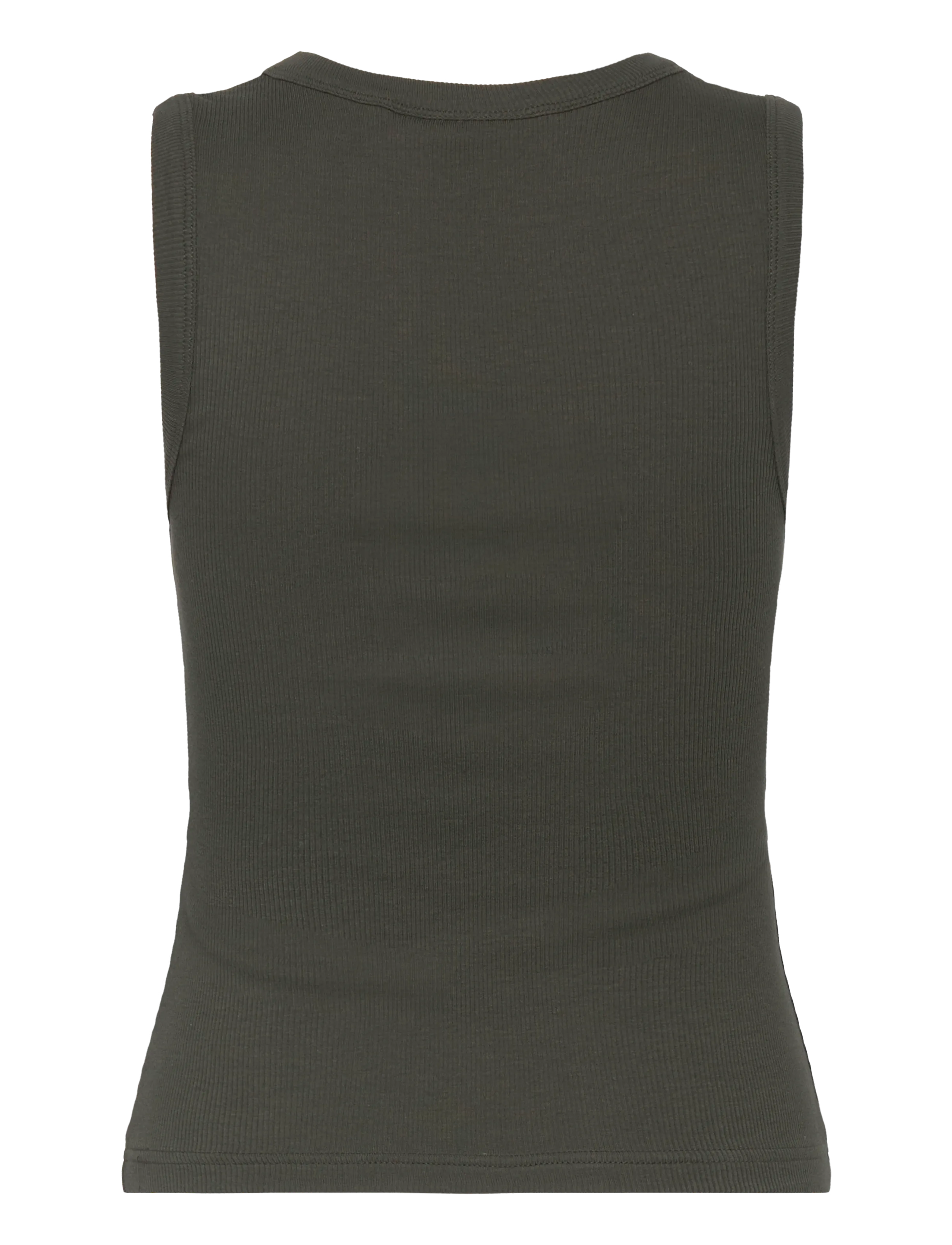 Weekday - Ribbed V-neck Tank Top - sleeveless tops - khaki green - 1