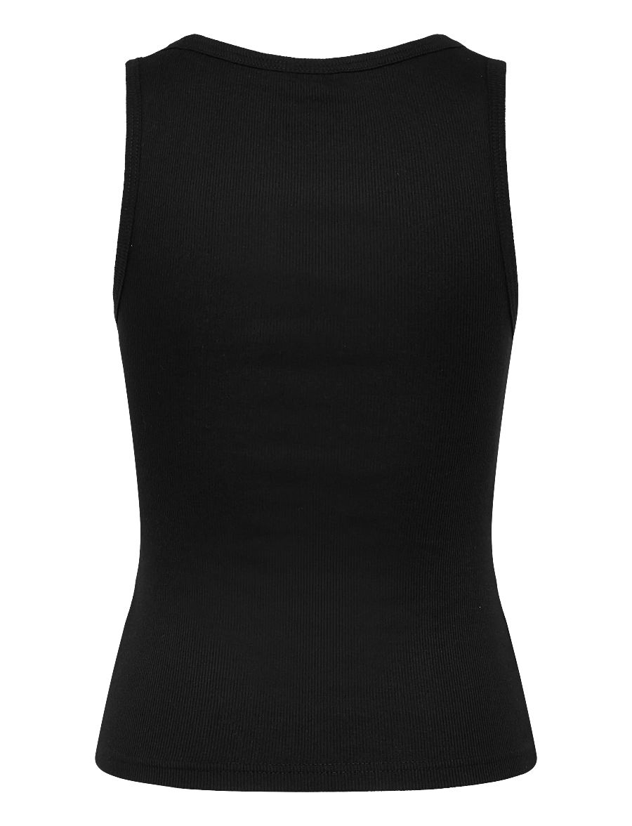 Weekday - Slim Square Neck Ribbed Tank Top - linnen - black - 1