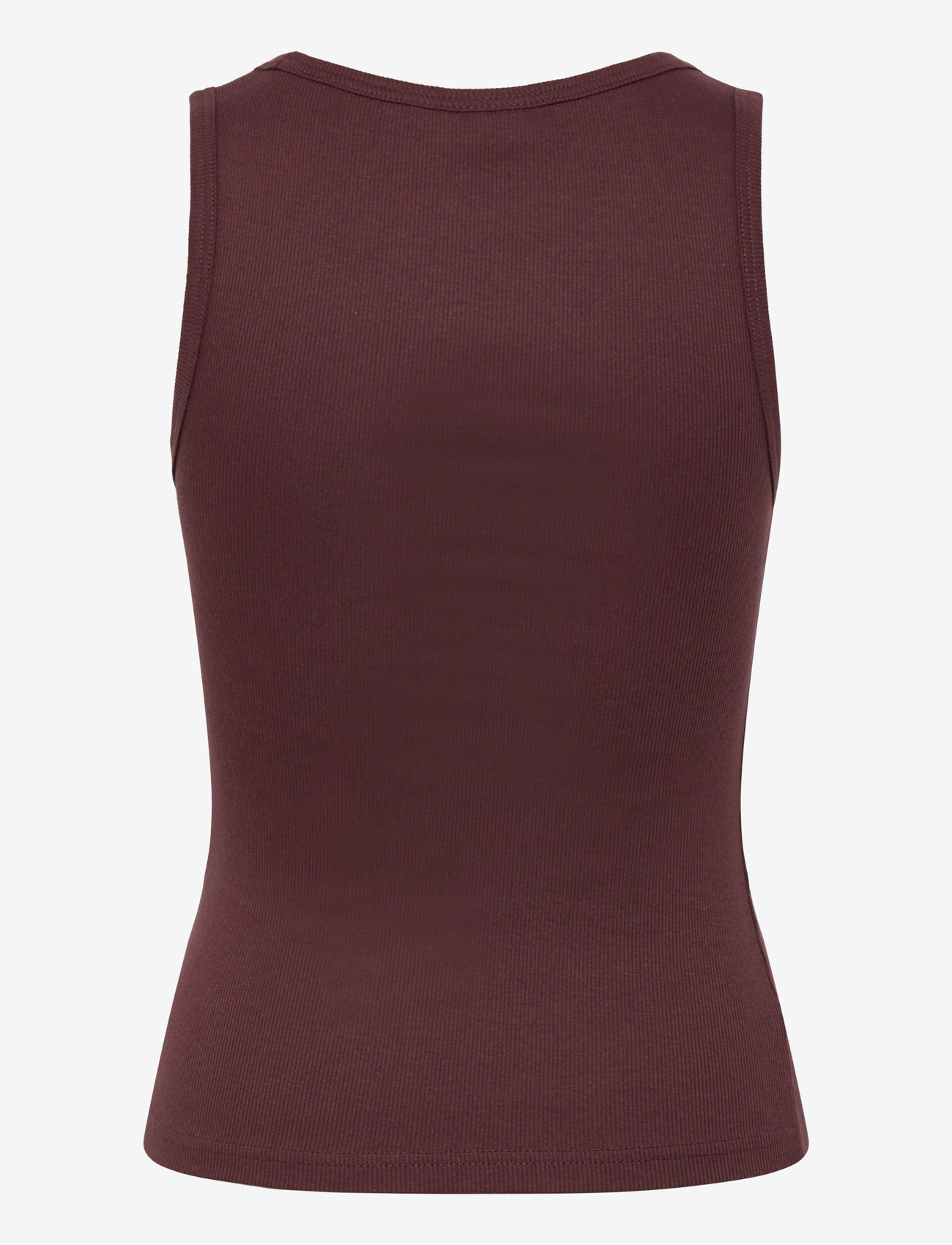 Weekday - Slim Square Neck Ribbed Tank Top - sleeveless tops - burgundy - 1